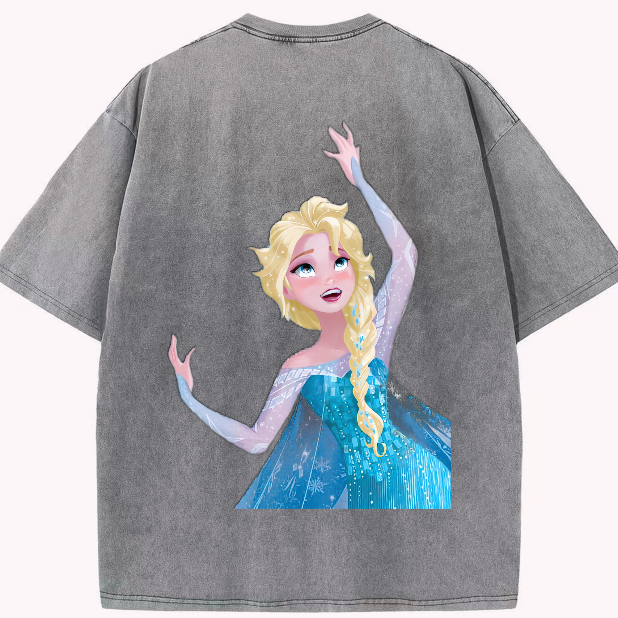 （画像用） アナと雪の女王 アンナ エルサ Frozen Anna Elsa 綿100% ヴィンテージ風 半袖Tシャツ（背面プリント）
