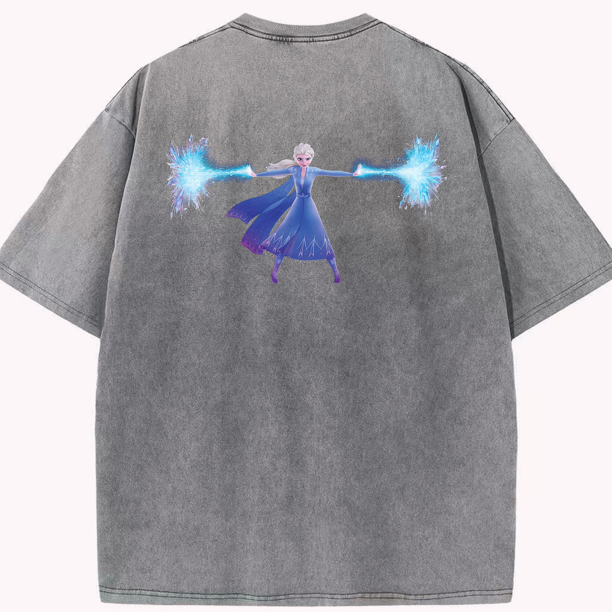 （画像用） アナと雪の女王 アンナ エルサ Frozen Anna Elsa 綿100% ヴィンテージ風 半袖Tシャツ（背面プリント）