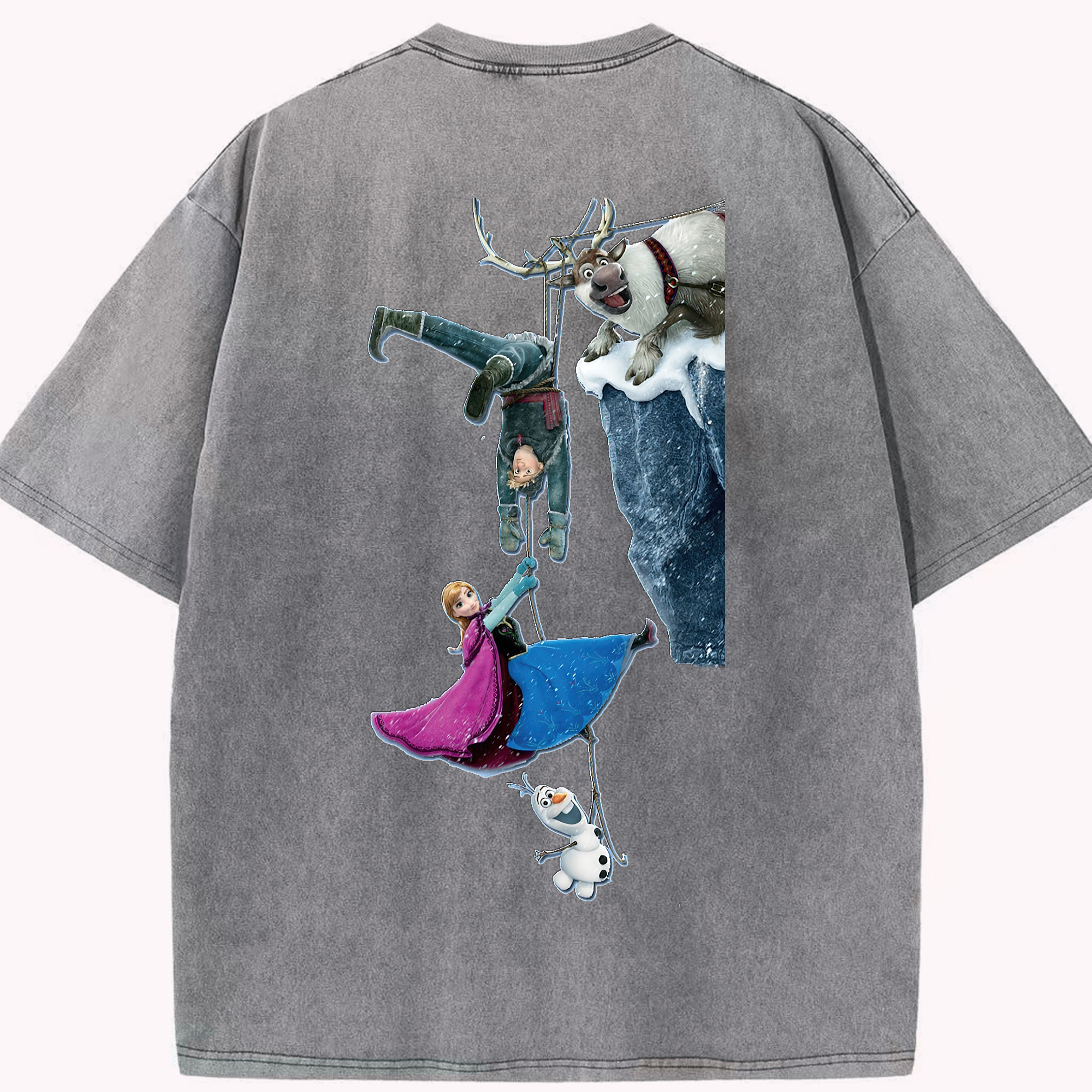 （画像用） アナと雪の女王 アンナ エルサ Frozen Anna Elsa 綿100% ヴィンテージ風 半袖Tシャツ（背面プリント）