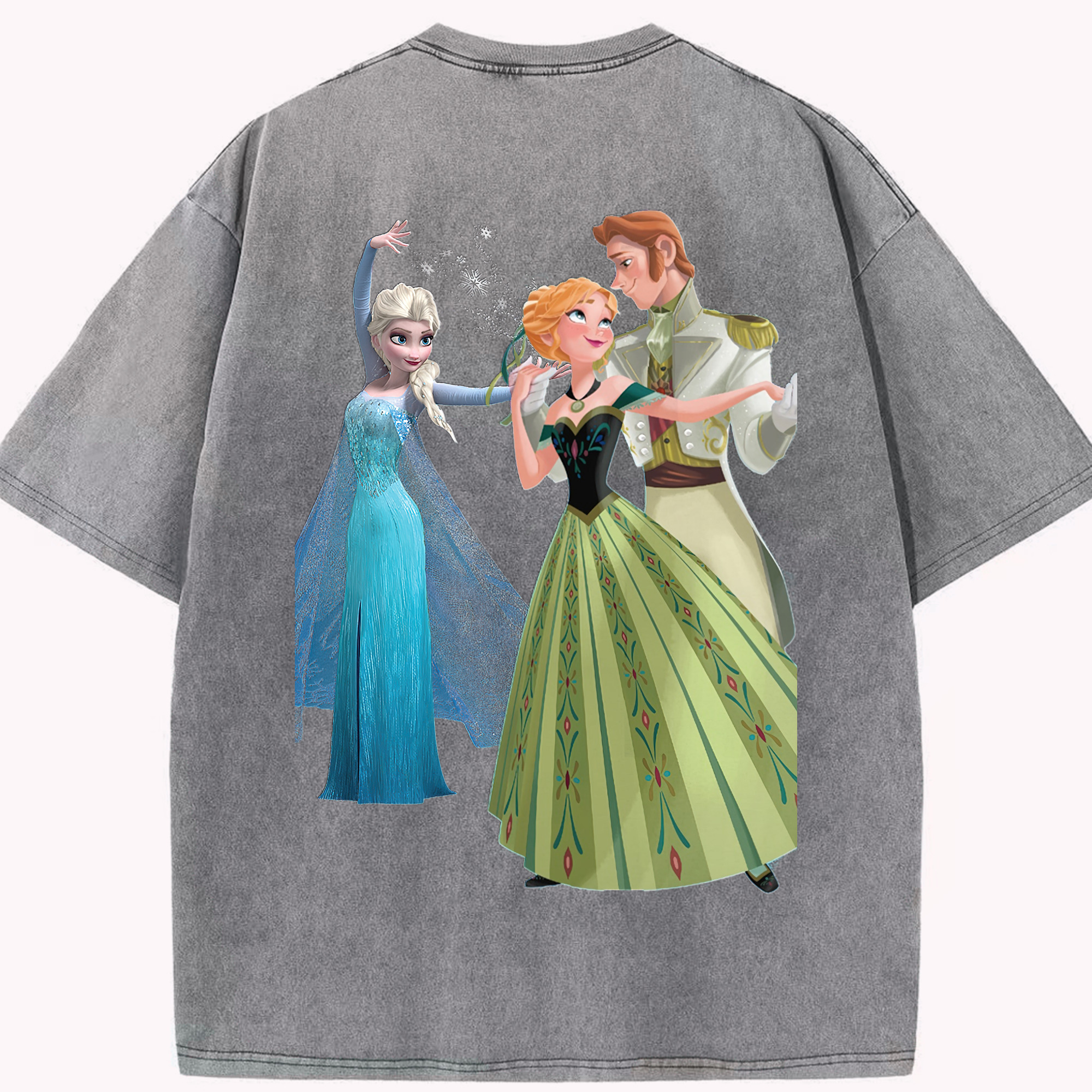 （画像用） アナと雪の女王 アンナ エルサ Frozen Anna Elsa 綿100% ヴィンテージ風 半袖Tシャツ（背面プリント）