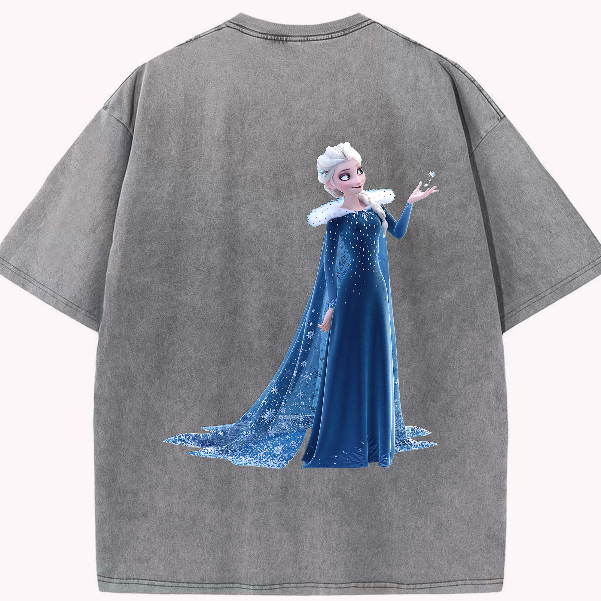 （画像用） アナと雪の女王 アンナ エルサ Frozen Anna Elsa 綿100% ヴィンテージ風 半袖Tシャツ（背面プリント）
