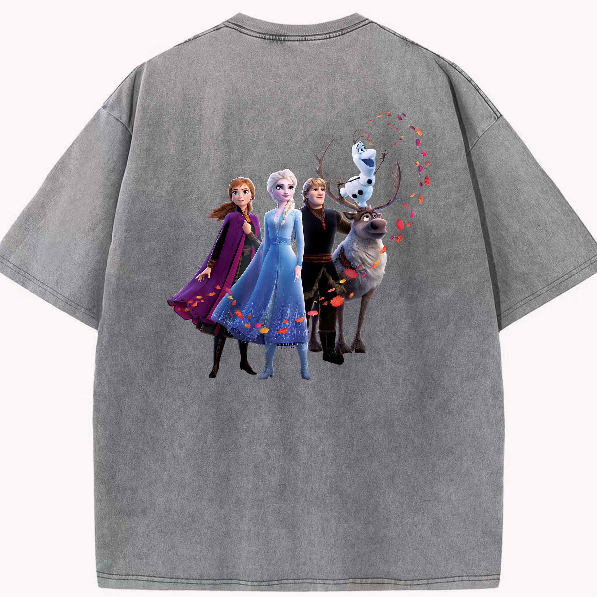 （画像用） アナと雪の女王 アンナ エルサ Frozen Anna Elsa 綿100% ヴィンテージ風 半袖Tシャツ（背面プリント）