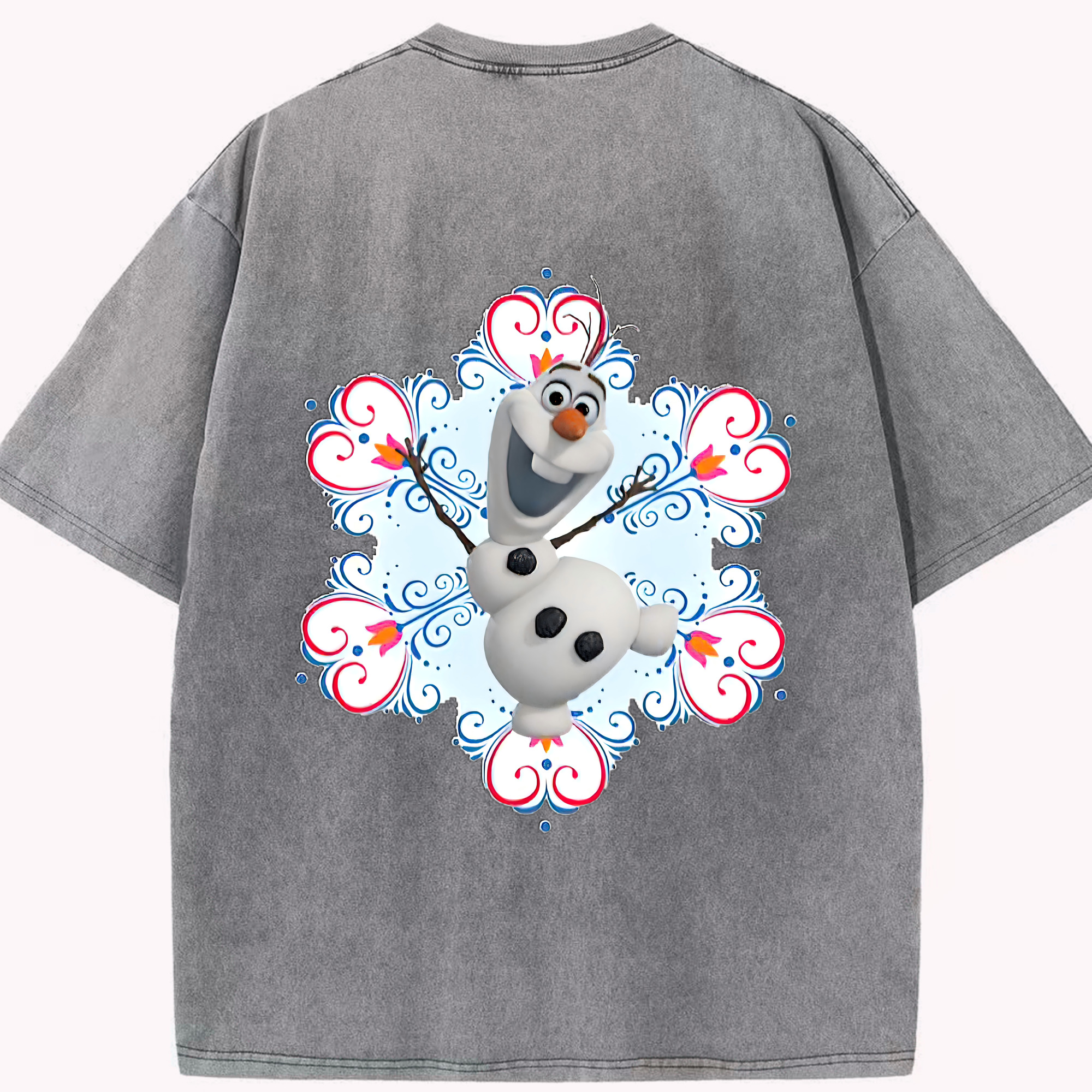 （画像用） アナと雪の女王 アンナ エルサ Frozen Anna Elsa 綿100% ヴィンテージ風 半袖Tシャツ（背面プリント）