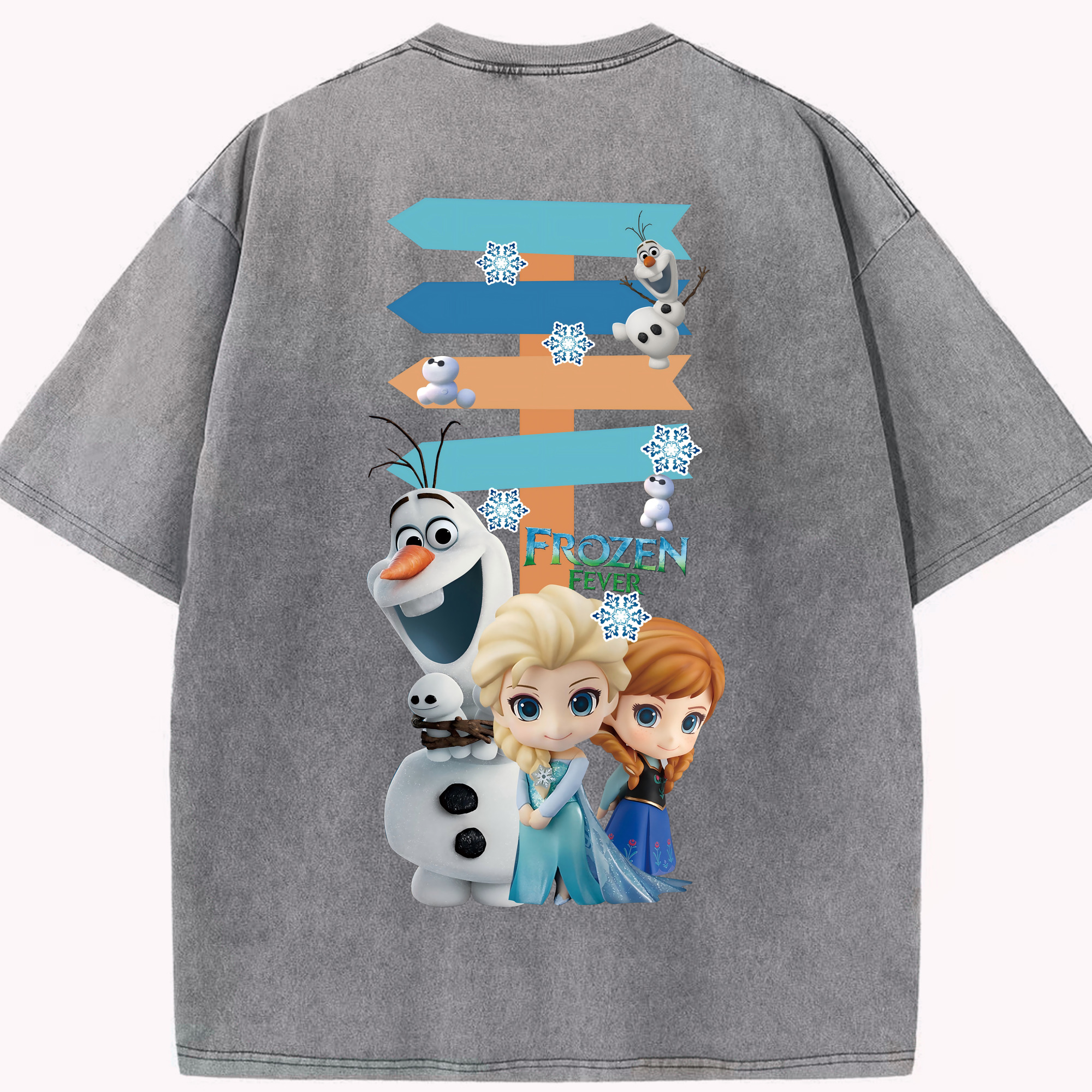 （画像用） アナと雪の女王 アンナ エルサ Frozen Anna Elsa 綿100% ヴィンテージ風 半袖Tシャツ（背面プリント）
