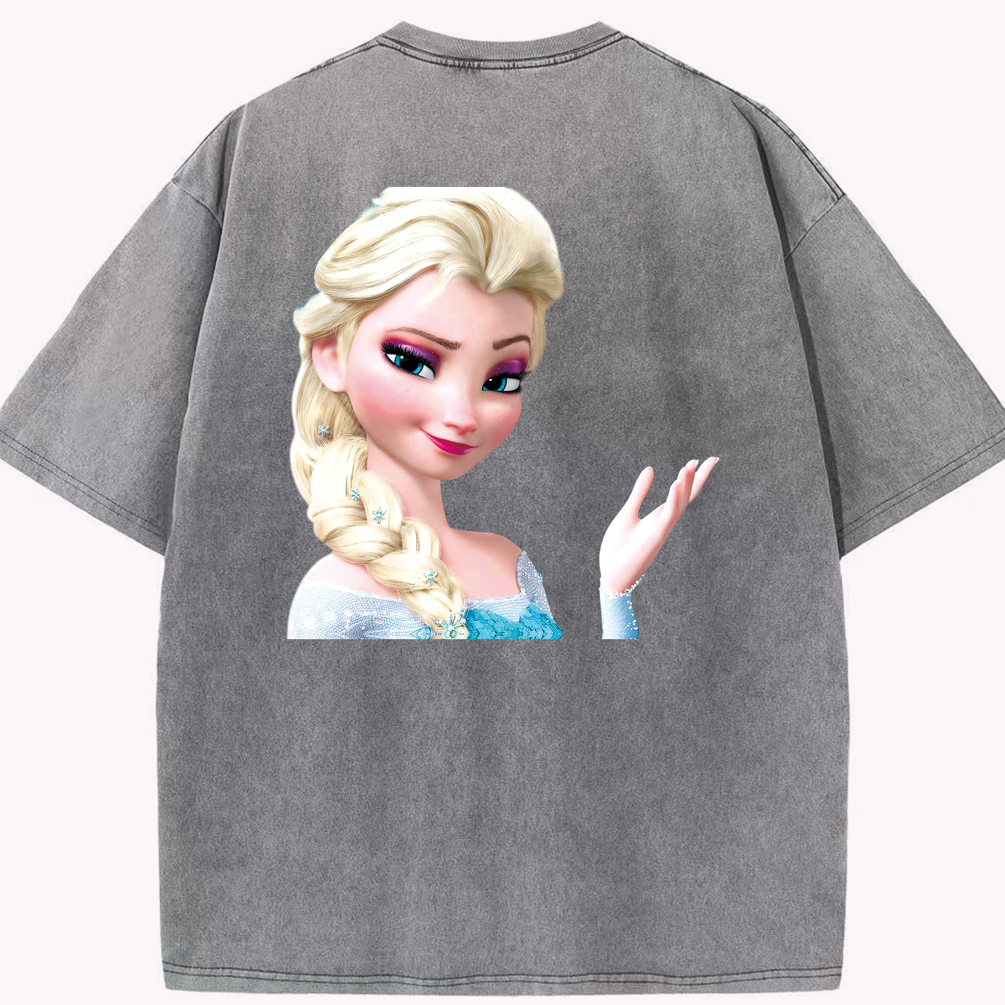 （画像用） アナと雪の女王 アンナ エルサ Frozen Anna Elsa 綿100% ヴィンテージ風 半袖Tシャツ（背面プリント）