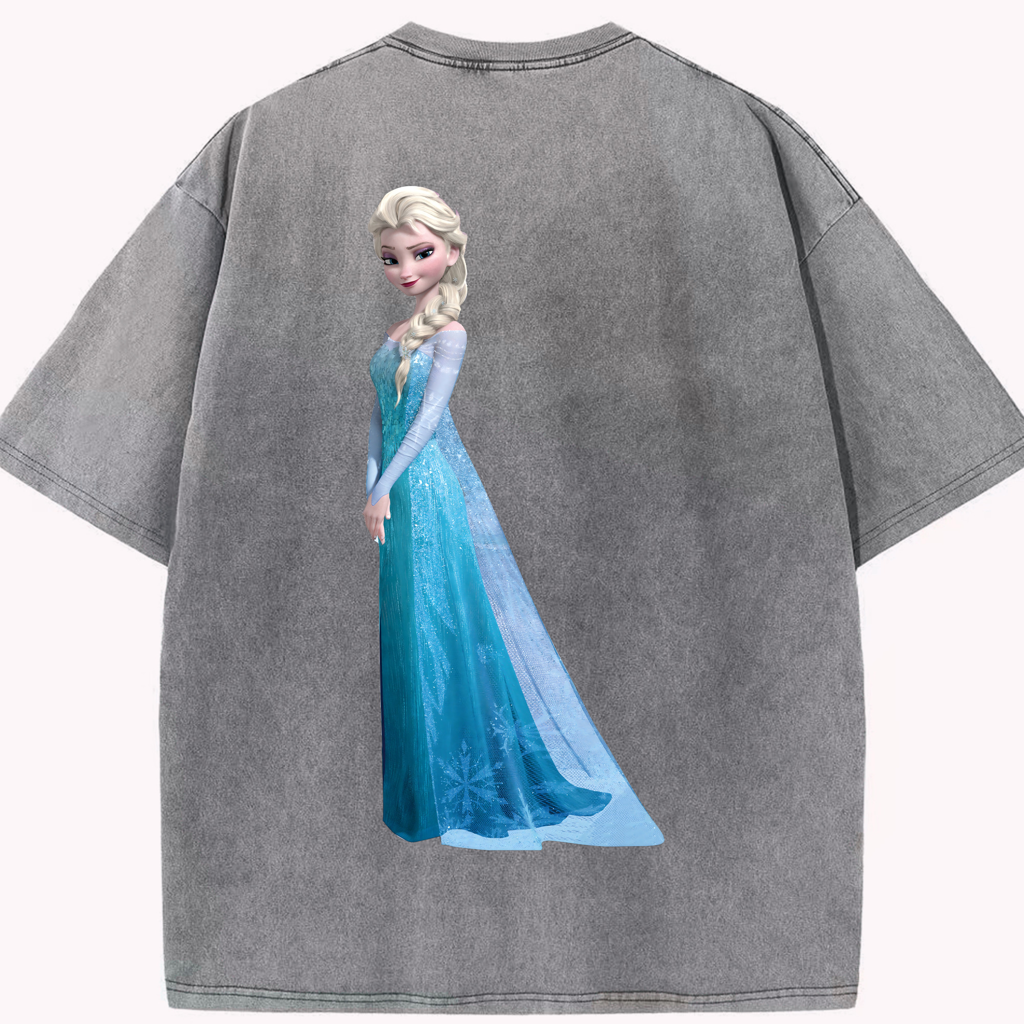 （画像用） アナと雪の女王 アンナ エルサ Frozen Anna Elsa 綿100% ヴィンテージ風 半袖Tシャツ（背面プリント）