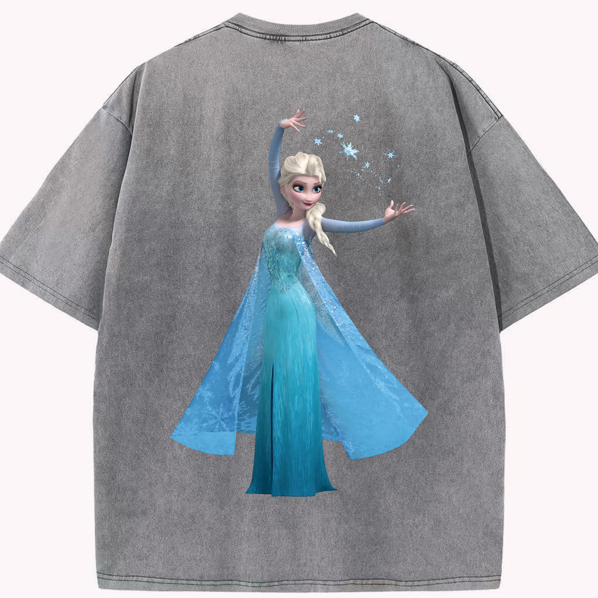 （画像用） アナと雪の女王 アンナ エルサ Frozen Anna Elsa 綿100% ヴィンテージ風 半袖Tシャツ（背面プリント）