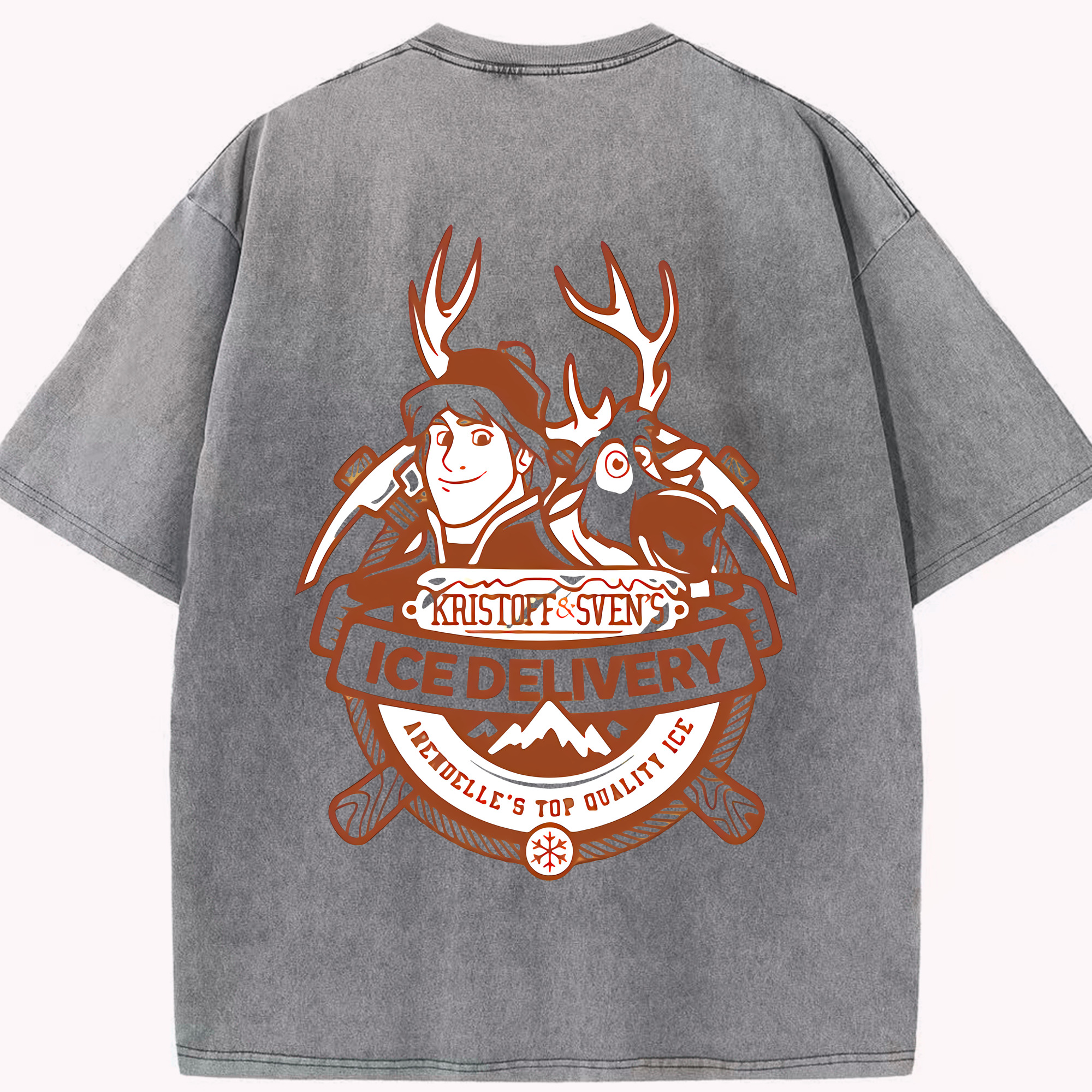 （画像用） アナと雪の女王 アンナ エルサ Frozen Anna Elsa 綿100% ヴィンテージ風 半袖Tシャツ（背面プリント）