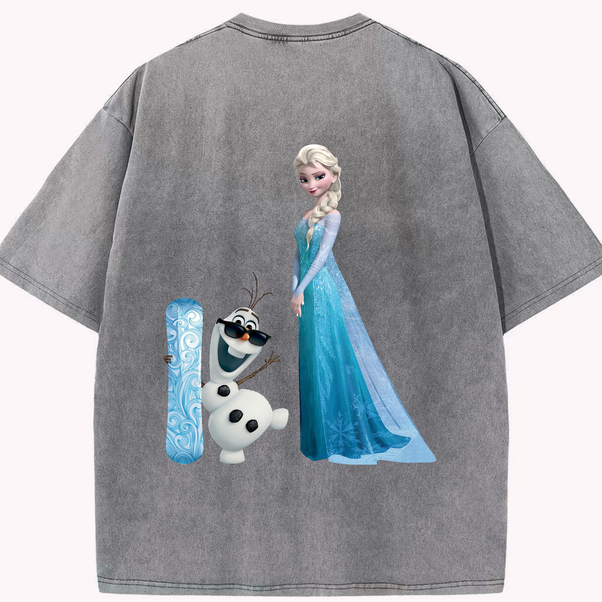 アナと雪の女王 アンナ エルサ Frozen Anna Elsa 綿100% ヴィンテージ風 半袖Tシャツ（背面プリント）