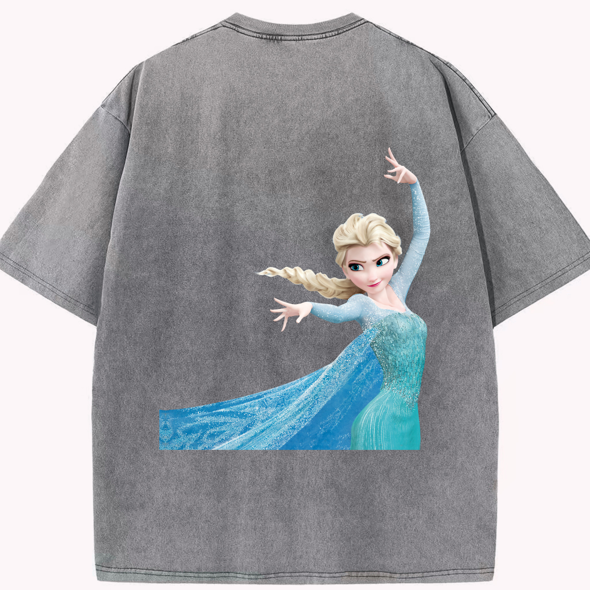 （画像用） アナと雪の女王 アンナ エルサ Frozen Anna Elsa 綿100% ヴィンテージ風 半袖Tシャツ（背面プリント）