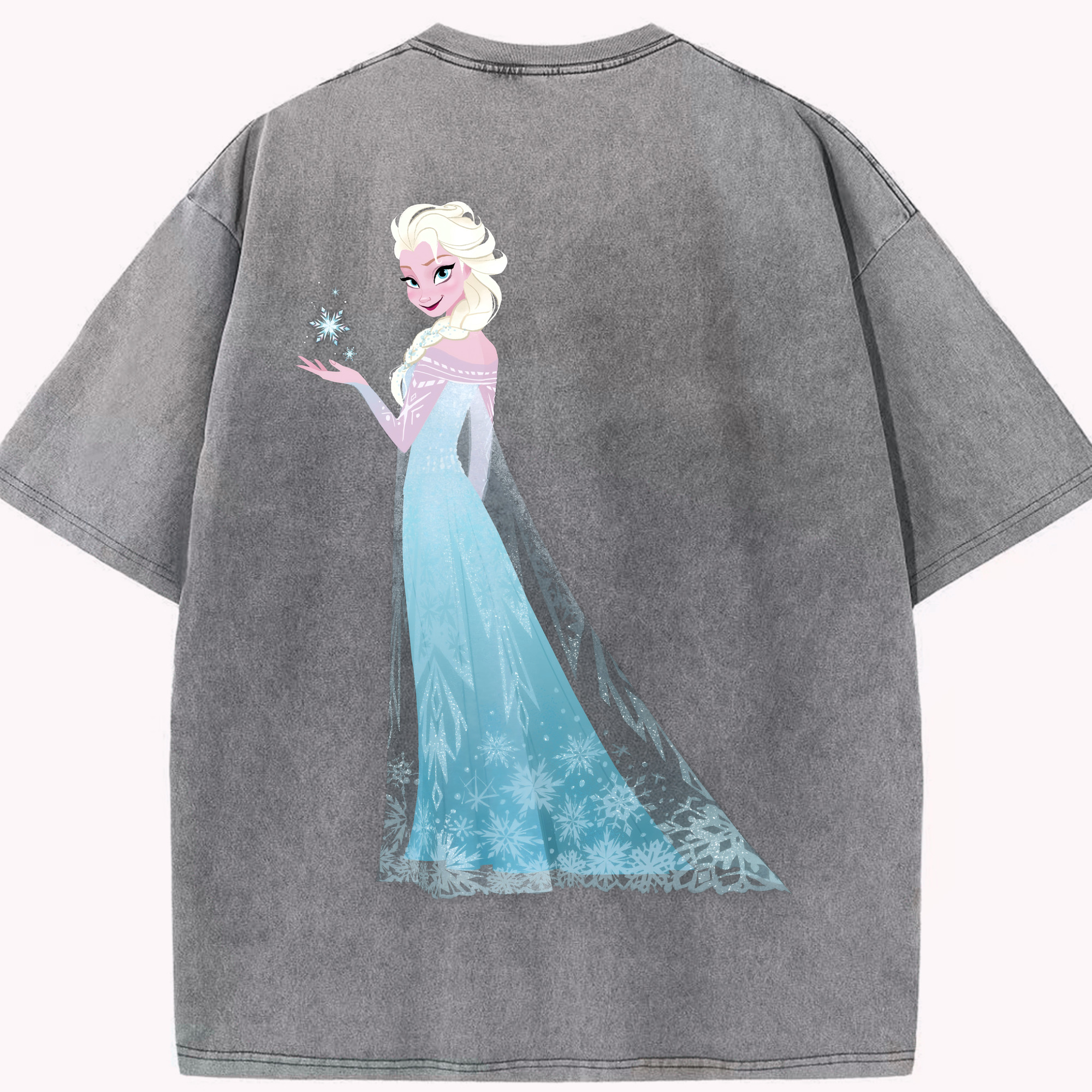 （画像用） アナと雪の女王 アンナ エルサ Frozen Anna Elsa 綿100% ヴィンテージ風 半袖Tシャツ（背面プリント）