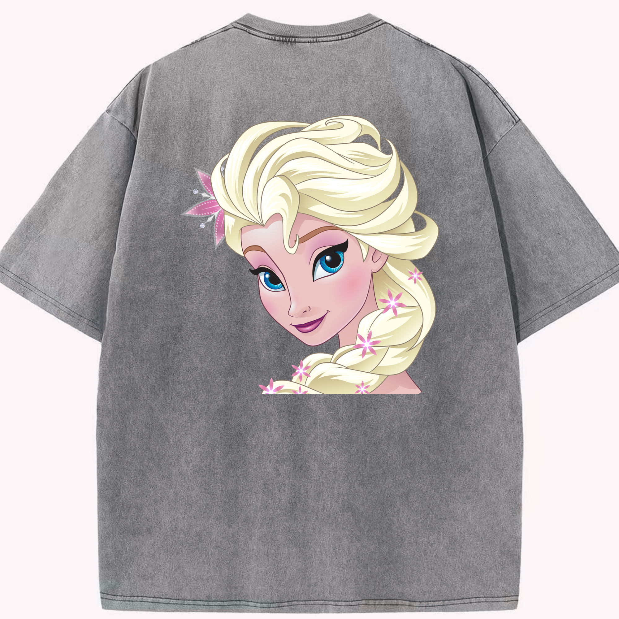 （画像用） アナと雪の女王 アンナ エルサ Frozen Anna Elsa 綿100% ヴィンテージ風 半袖Tシャツ（背面プリント）