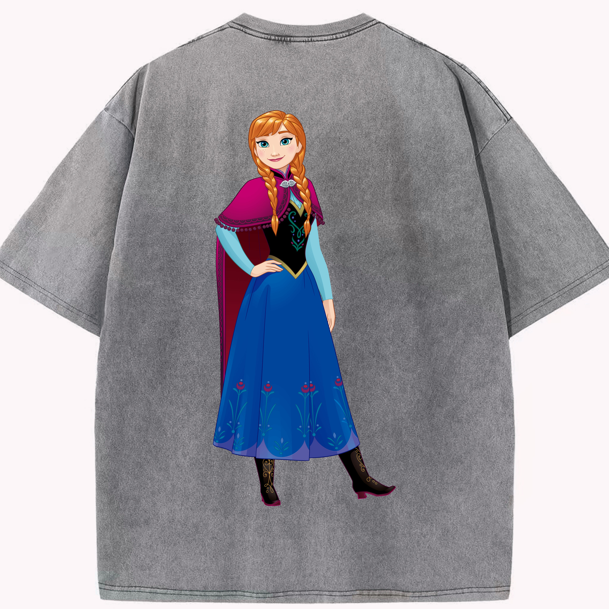 （画像用） アナと雪の女王 アンナ エルサ Frozen Anna Elsa 綿100% ヴィンテージ風 半袖Tシャツ（背面プリント）
