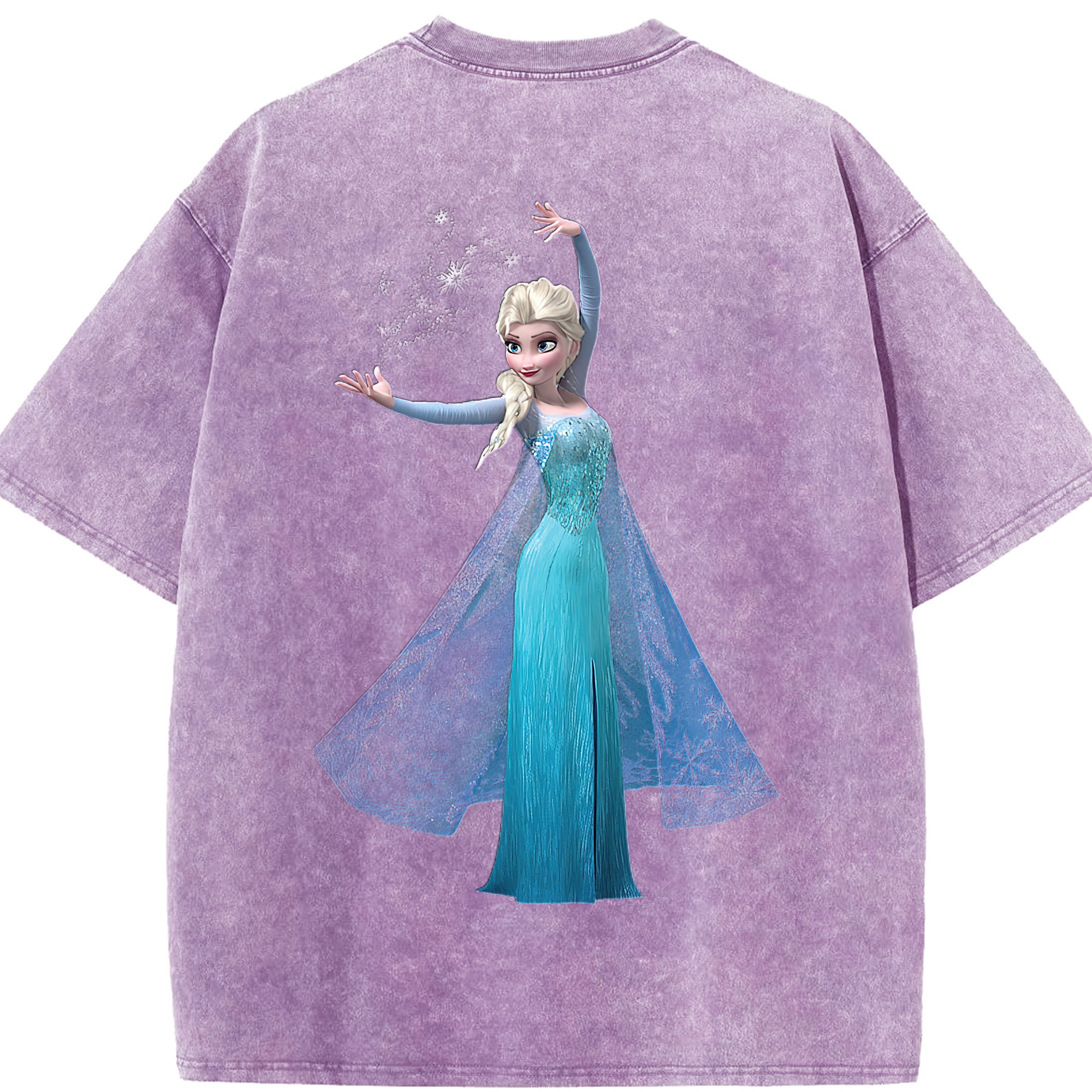 （画像用） アナと雪の女王 アンナ エルサ Frozen Anna Elsa 綿100% ヴィンテージ風 半袖Tシャツ（背面プリント）