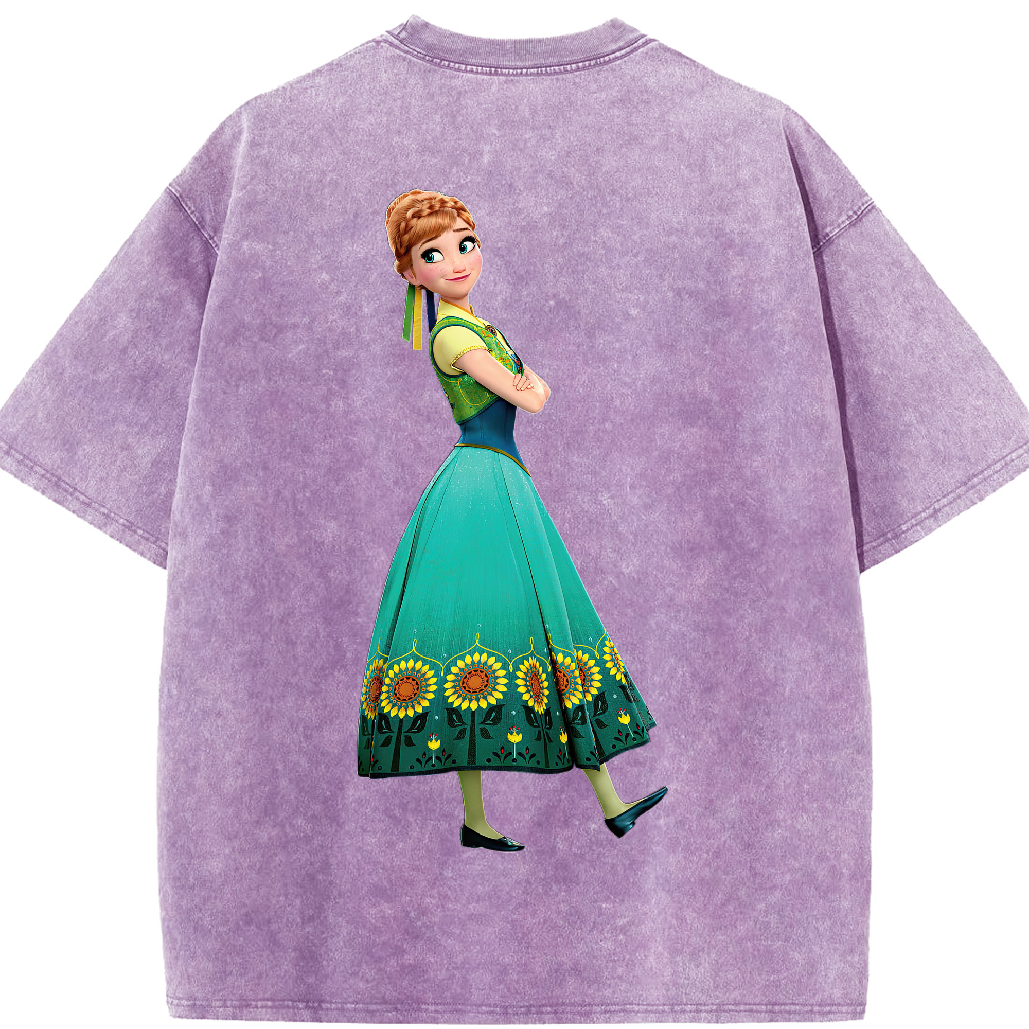 （画像用） アナと雪の女王 アンナ エルサ Frozen Anna Elsa 綿100% ヴィンテージ風 半袖Tシャツ（背面プリント）