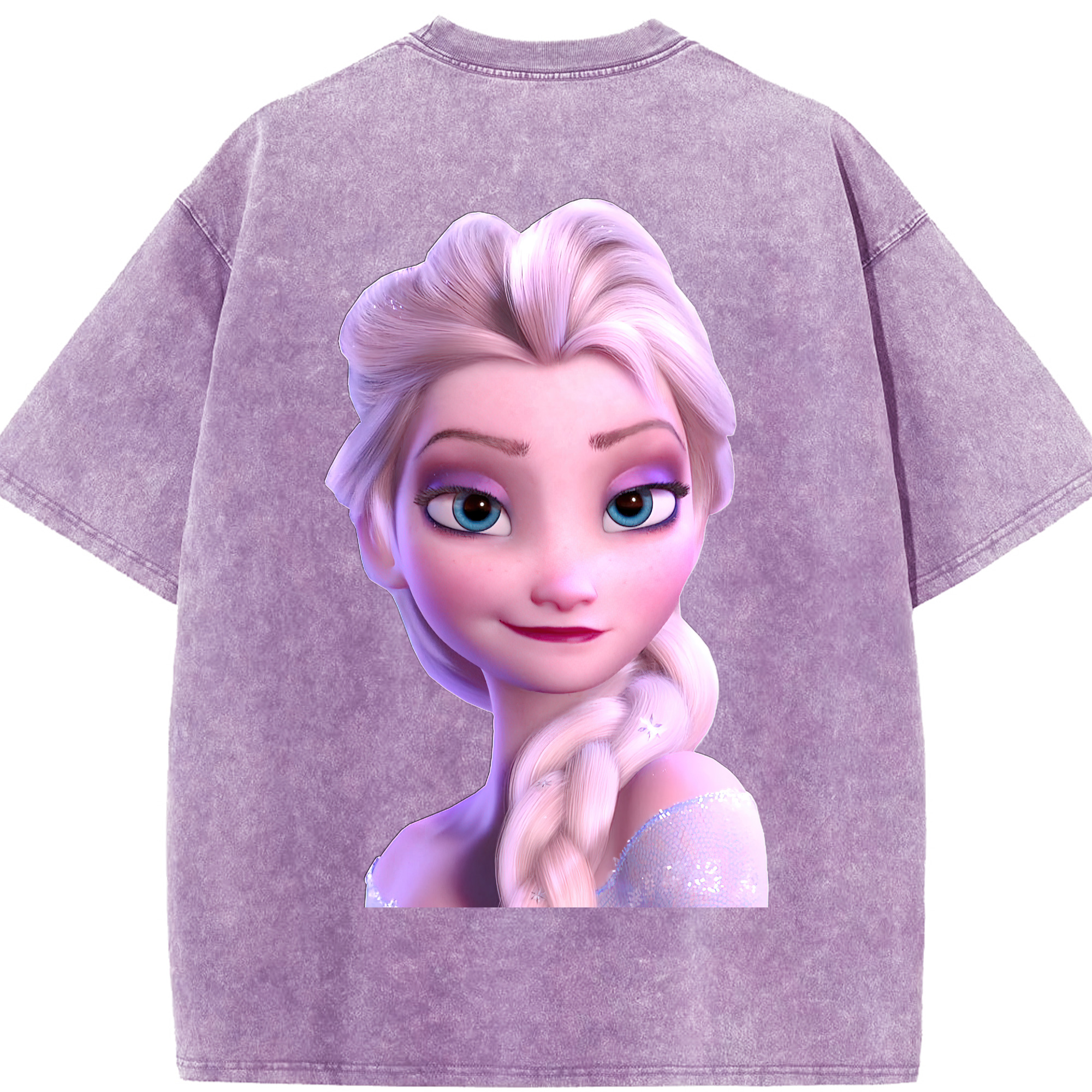 （画像用） アナと雪の女王 アンナ エルサ Frozen Anna Elsa 綿100% ヴィンテージ風 半袖Tシャツ（背面プリント）