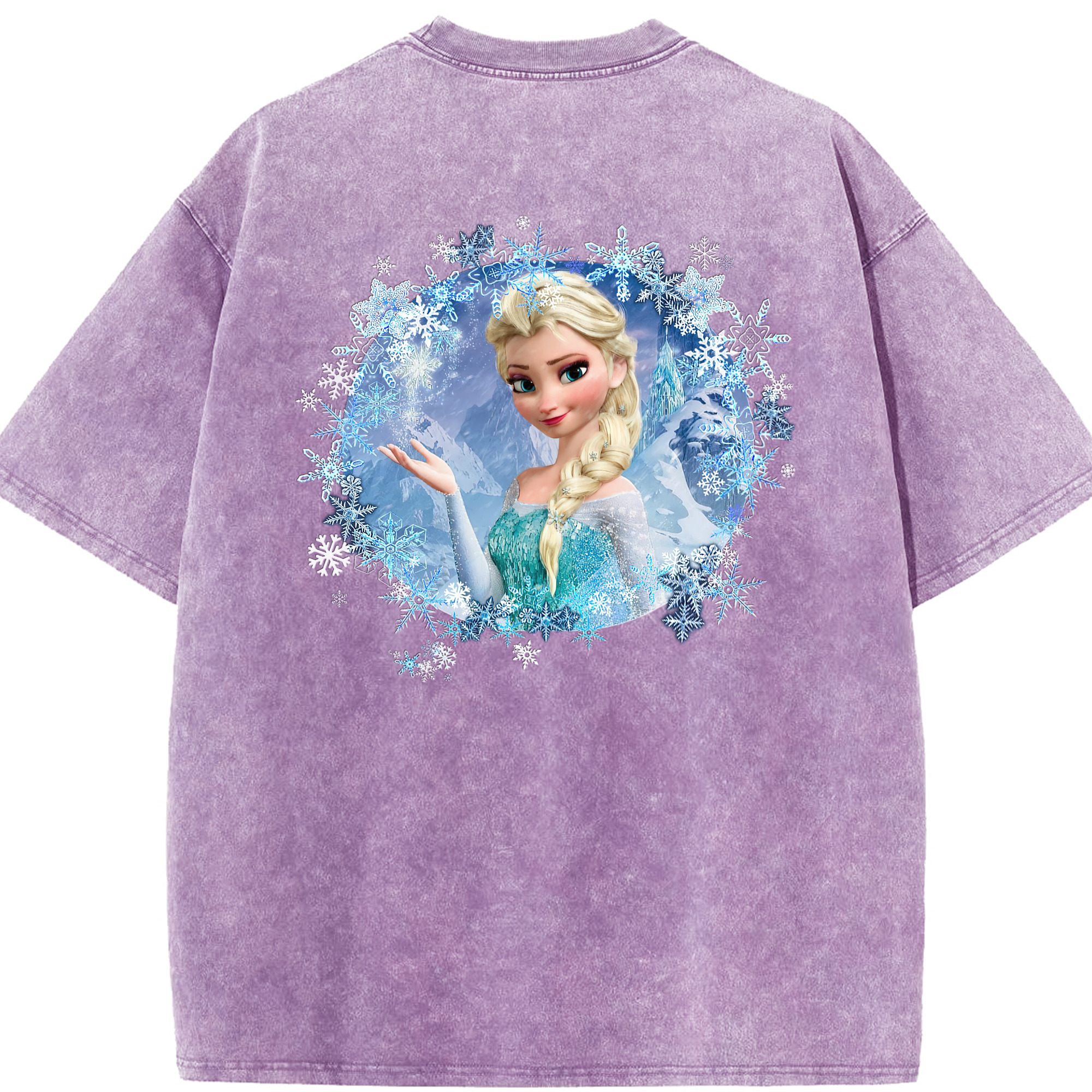 （画像用） アナと雪の女王 アンナ エルサ Frozen Anna Elsa 綿100% ヴィンテージ風 半袖Tシャツ（背面プリント）