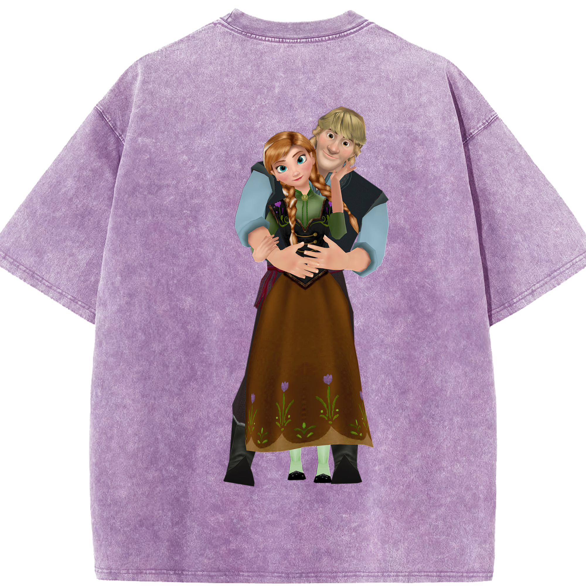 （画像用） アナと雪の女王 アンナ エルサ Frozen Anna Elsa 綿100% ヴィンテージ風 半袖Tシャツ（背面プリント）