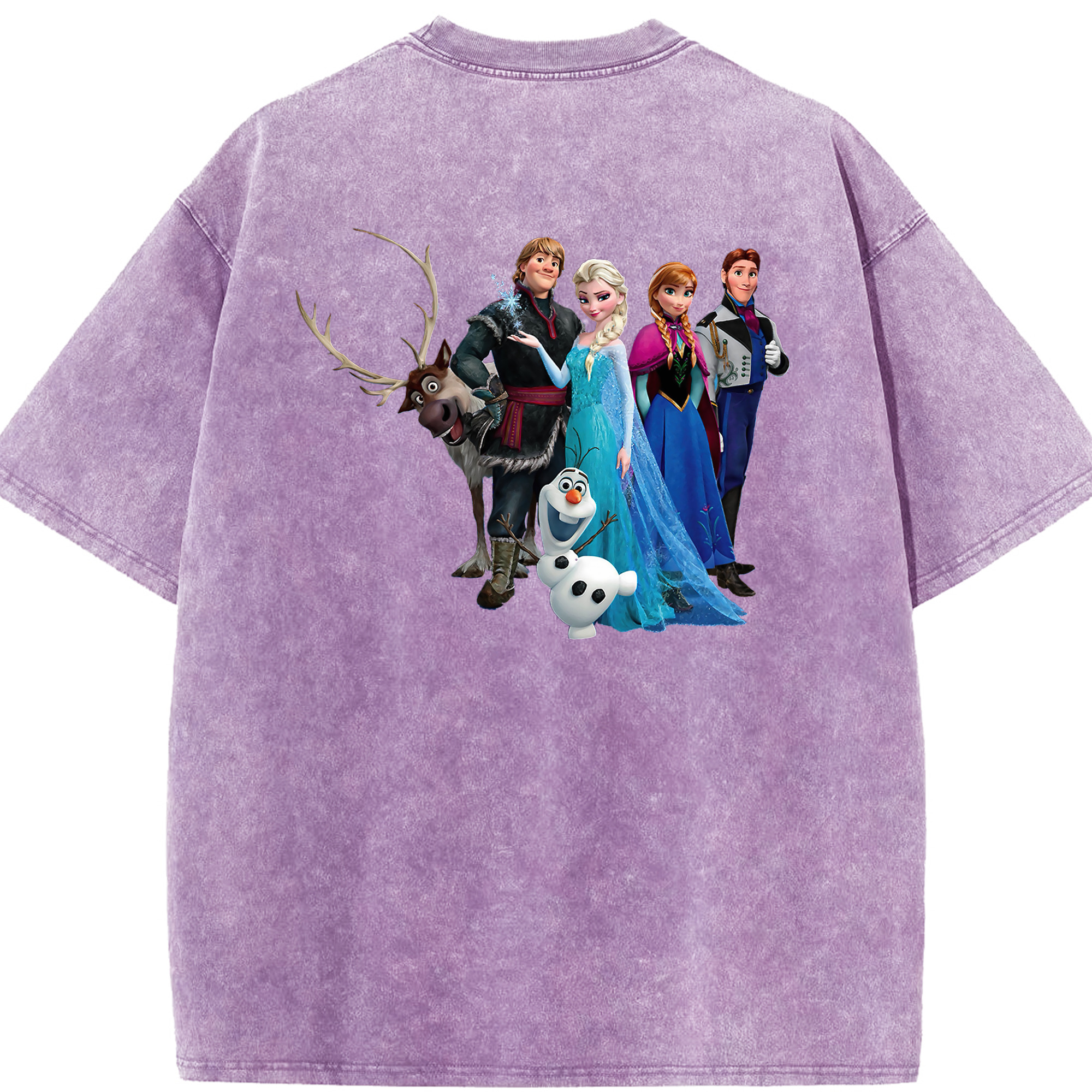 （画像用） アナと雪の女王 アンナ エルサ Frozen Anna Elsa 綿100% ヴィンテージ風 半袖Tシャツ（背面プリント）