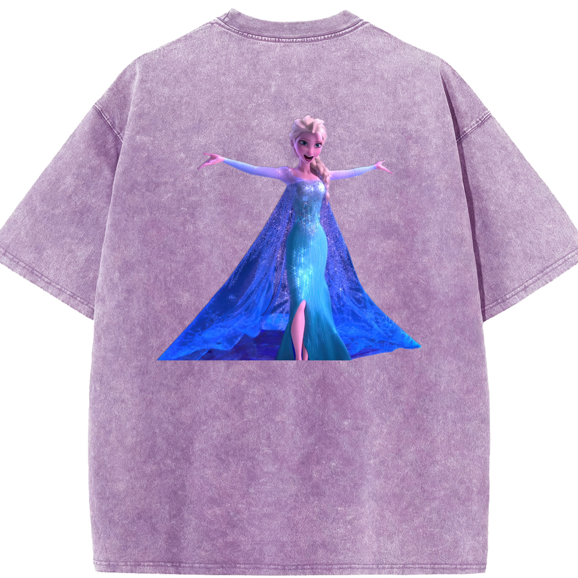 （画像用） アナと雪の女王 アンナ エルサ Frozen Anna Elsa 綿100% ヴィンテージ風 半袖Tシャツ（背面プリント）