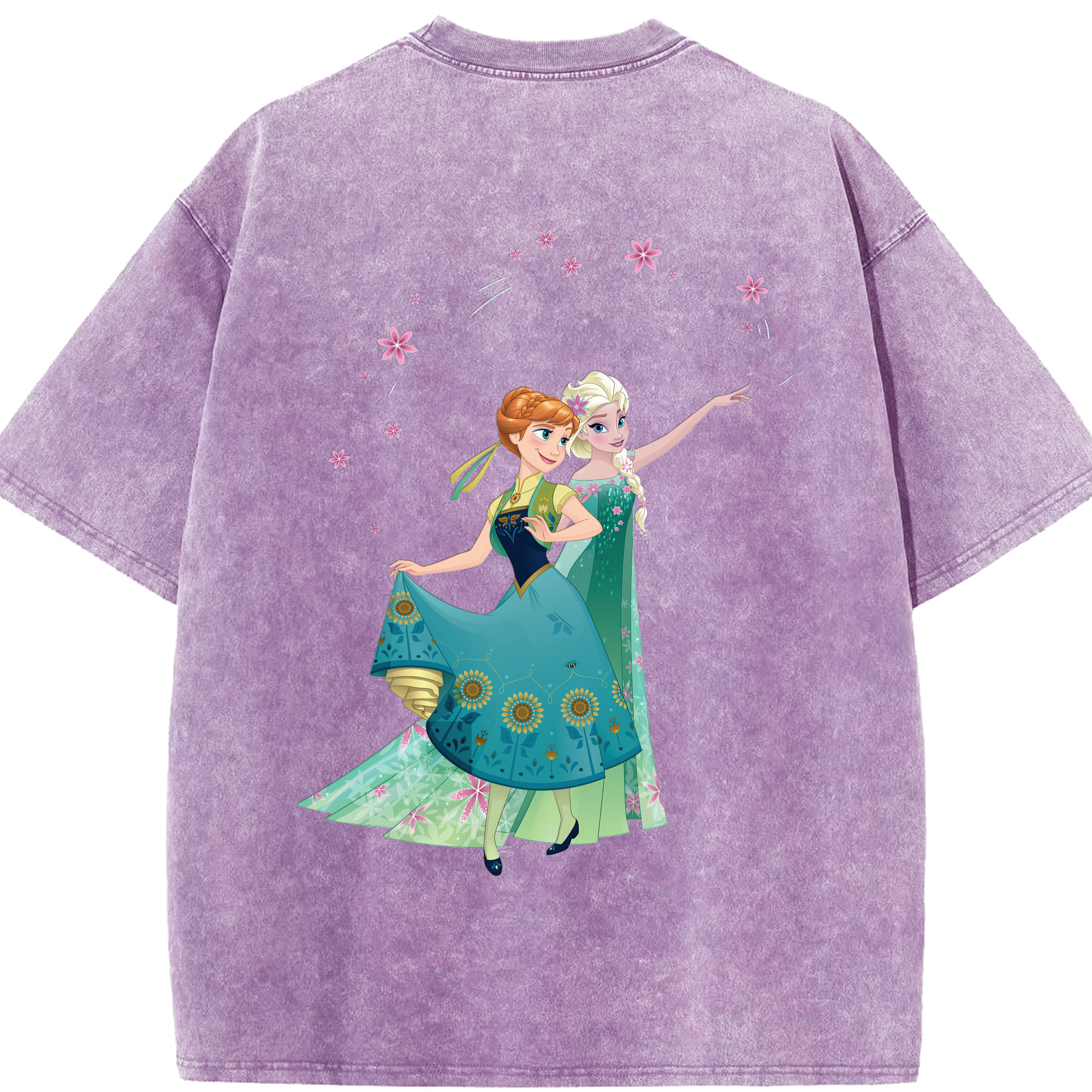 （画像用） アナと雪の女王 アンナ エルサ Frozen Anna Elsa 綿100% ヴィンテージ風 半袖Tシャツ（背面プリント）