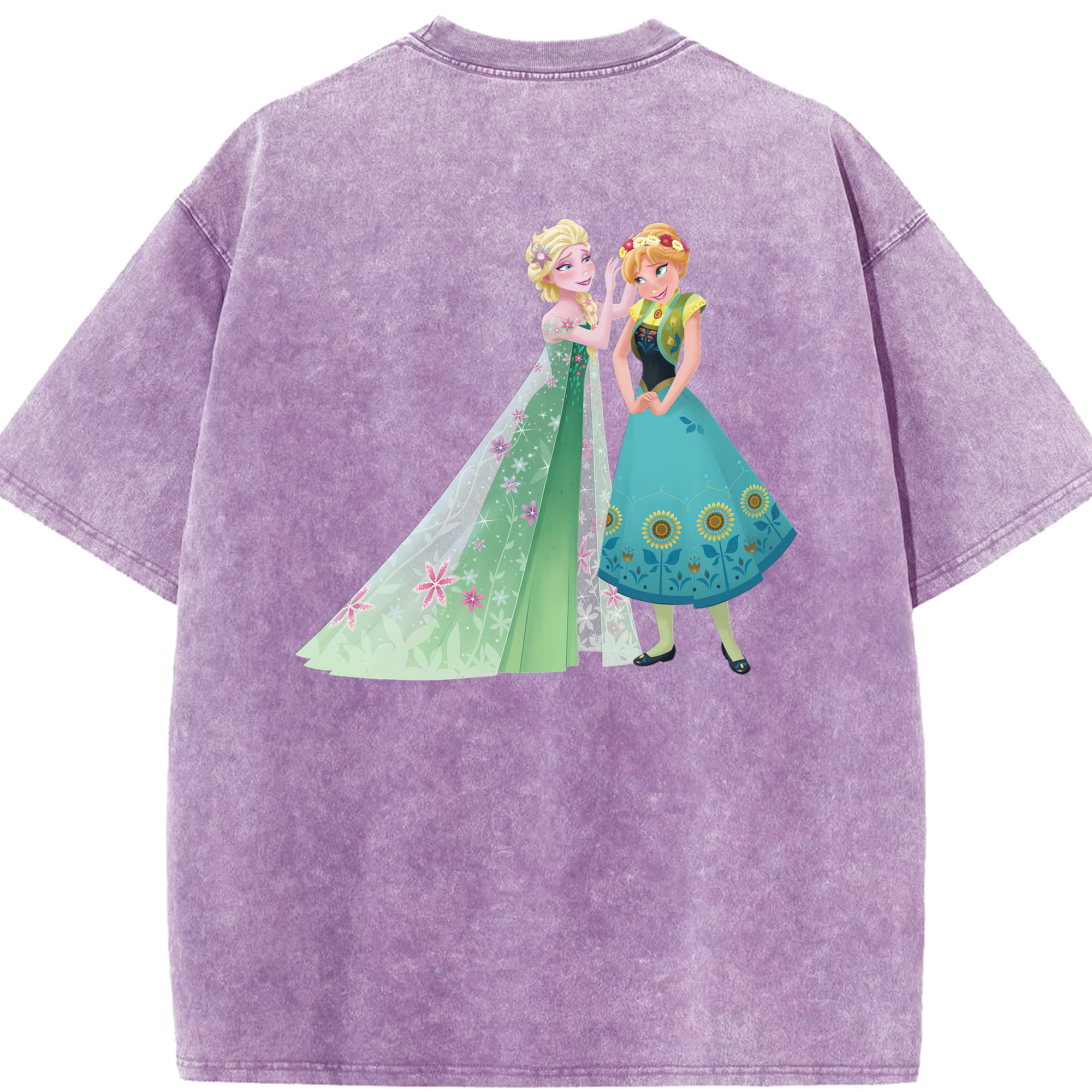 （画像用） アナと雪の女王 アンナ エルサ Frozen Anna Elsa 綿100% ヴィンテージ風 半袖Tシャツ（背面プリント）