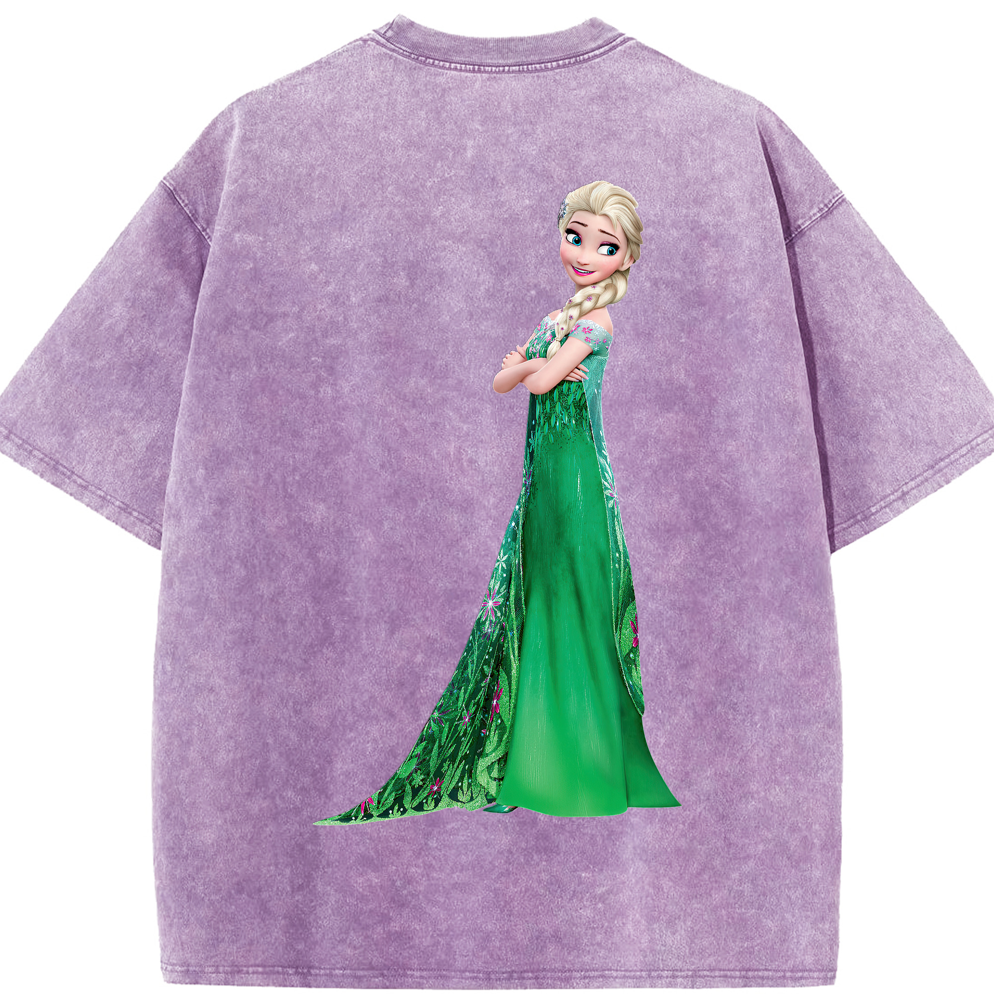 （画像用） アナと雪の女王 アンナ エルサ Frozen Anna Elsa 綿100% ヴィンテージ風 半袖Tシャツ（背面プリント）
