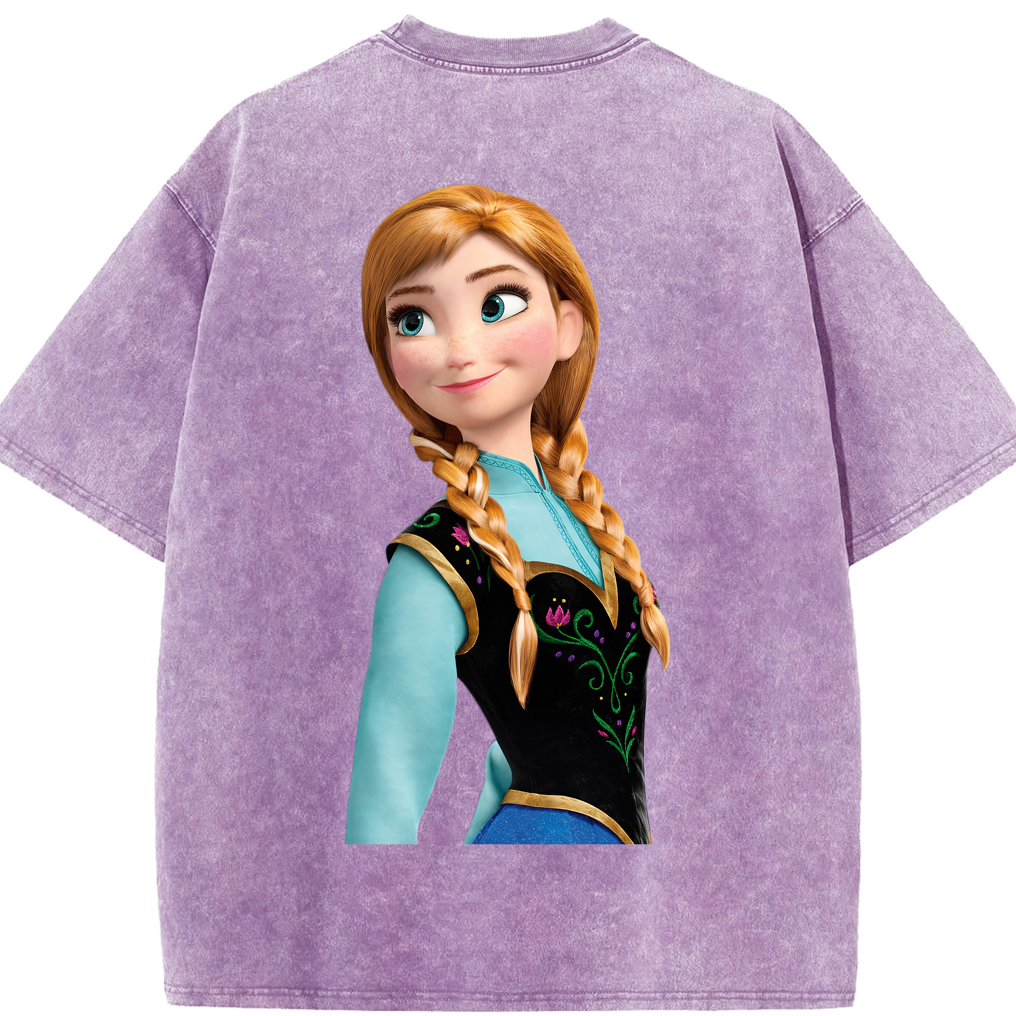 （画像用） アナと雪の女王 アンナ エルサ Frozen Anna Elsa 綿100% ヴィンテージ風 半袖Tシャツ（背面プリント）