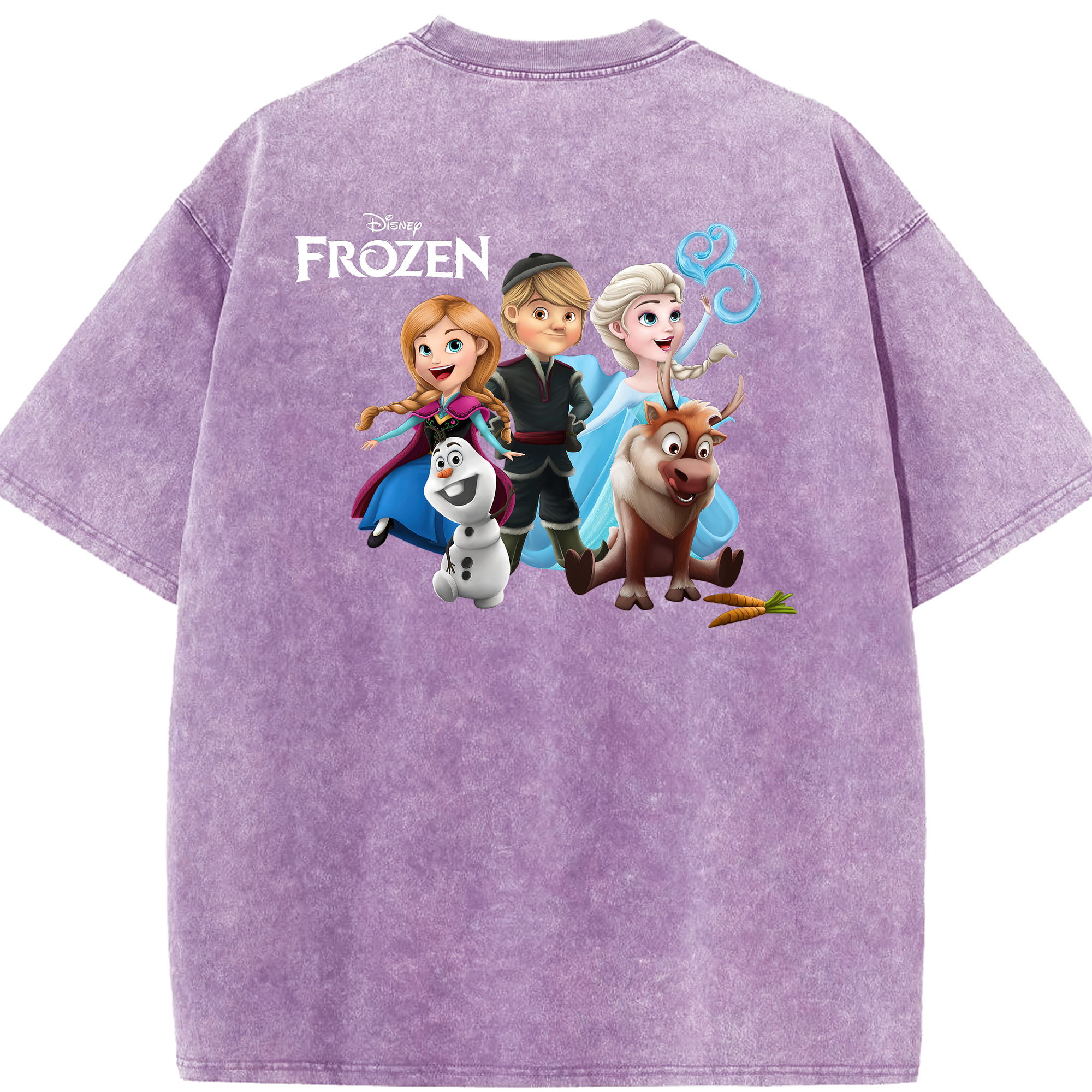 （画像用） アナと雪の女王 アンナ エルサ Frozen Anna Elsa 綿100% ヴィンテージ風 半袖Tシャツ（背面プリント）