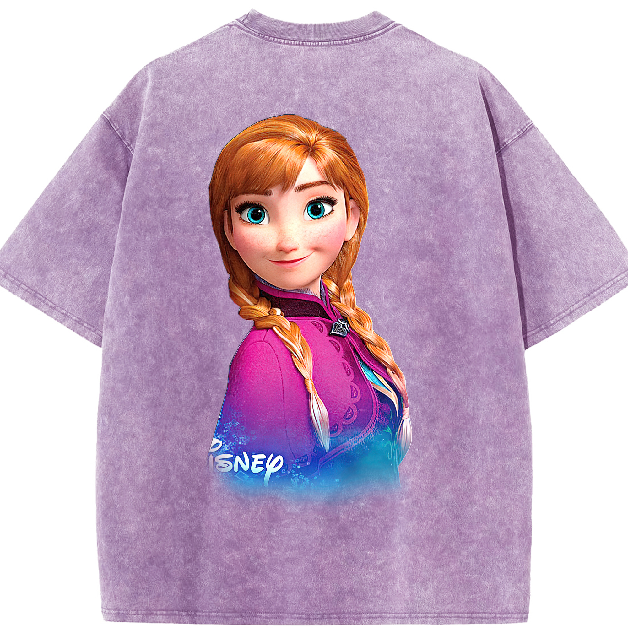 （画像用） アナと雪の女王 アンナ エルサ Frozen Anna Elsa 綿100% ヴィンテージ風 半袖Tシャツ（背面プリント）