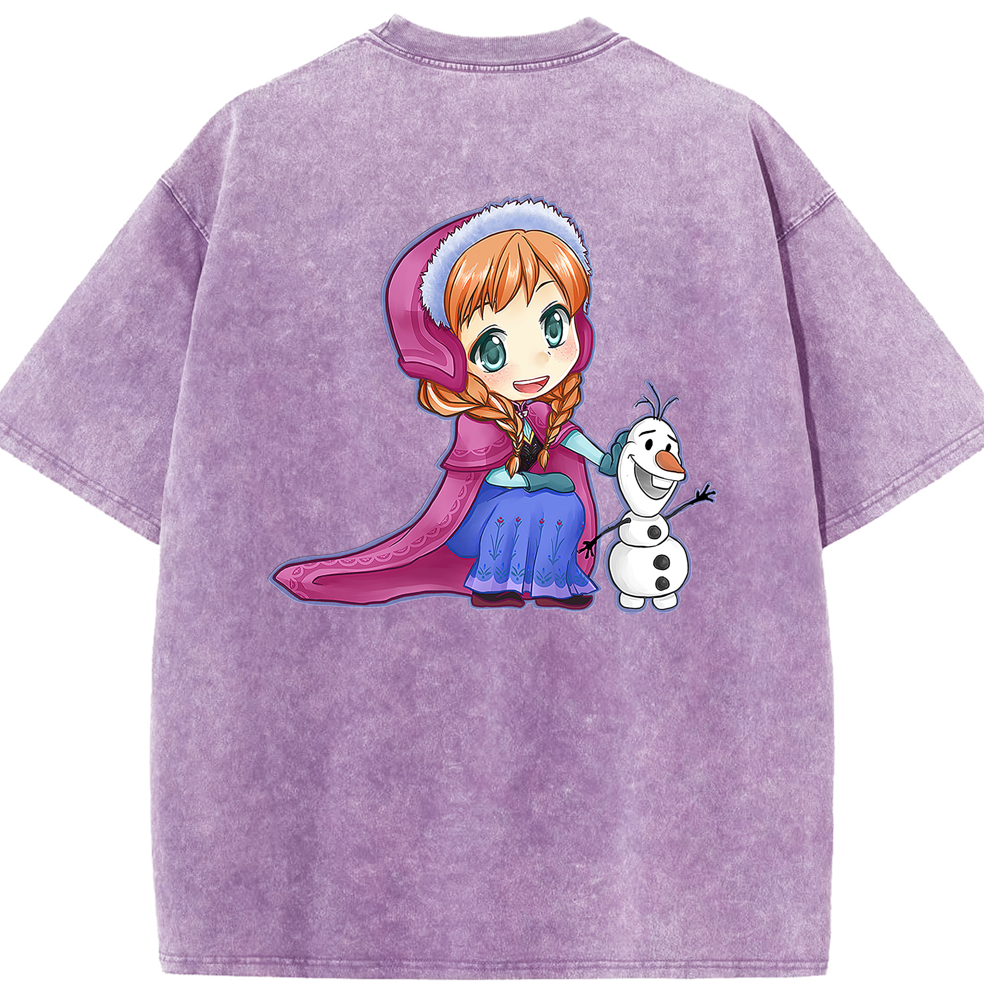 （画像用） アナと雪の女王 アンナ エルサ Frozen Anna Elsa 綿100% ヴィンテージ風 半袖Tシャツ（背面プリント）