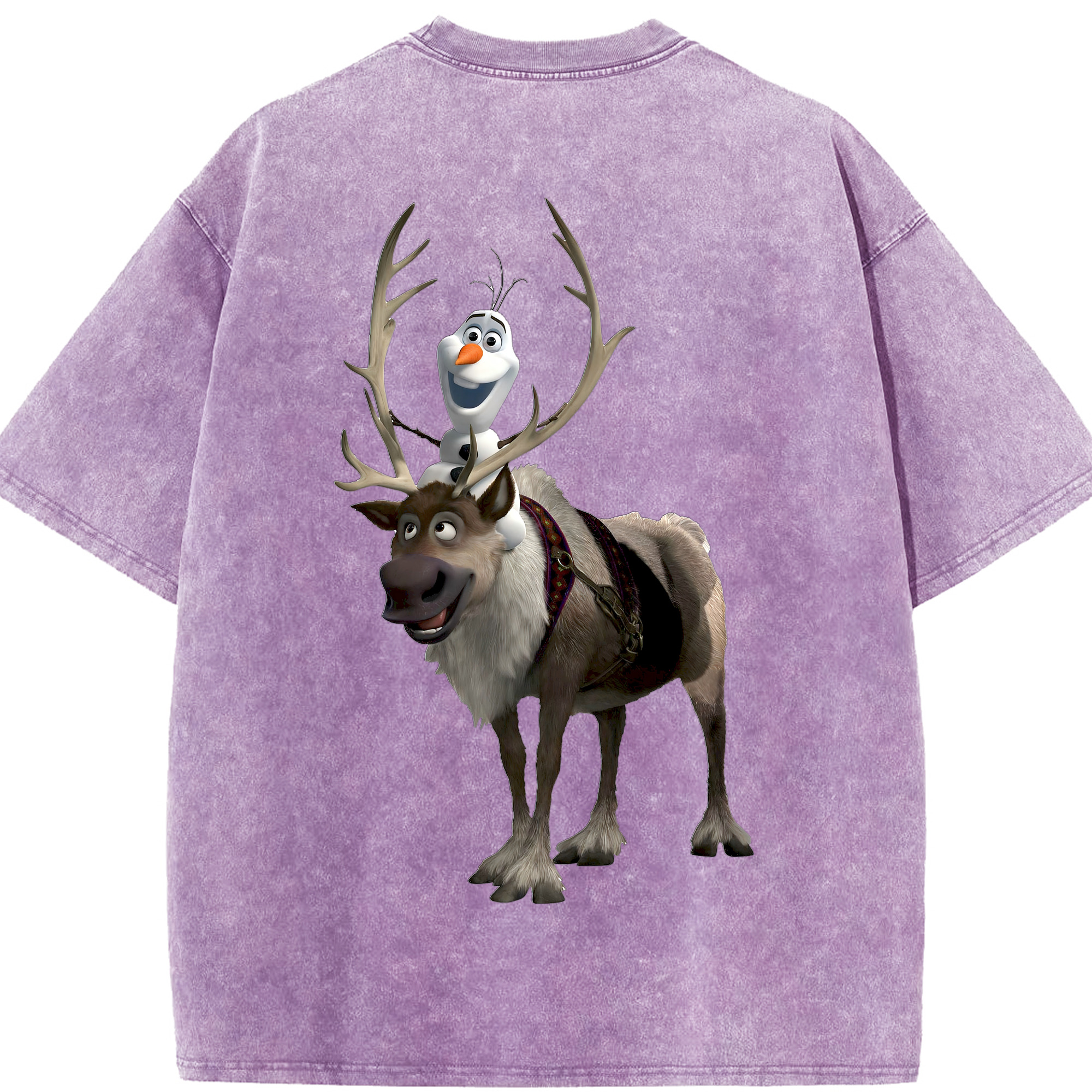 （画像用） アナと雪の女王 アンナ エルサ Frozen Anna Elsa 綿100% ヴィンテージ風 半袖Tシャツ（背面プリント）