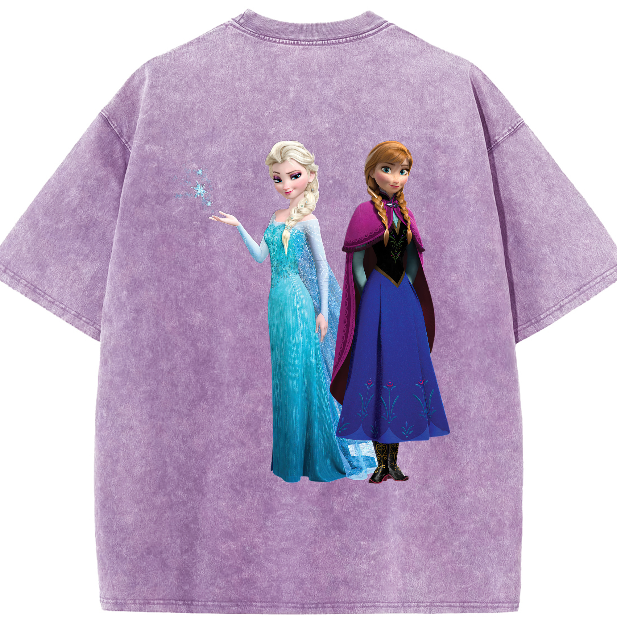 （画像用） アナと雪の女王 アンナ エルサ Frozen Anna Elsa 綿100% ヴィンテージ風 半袖Tシャツ（背面プリント）