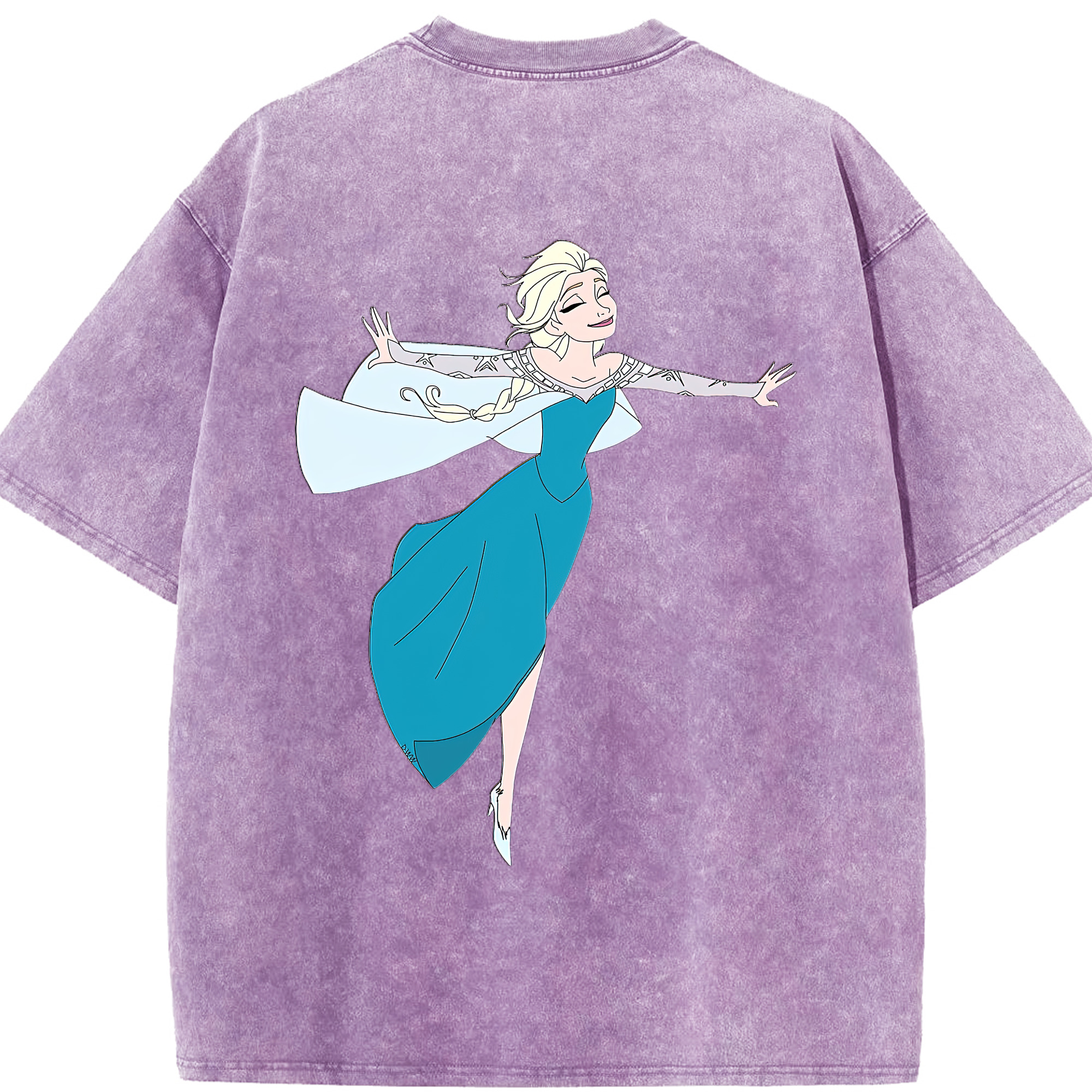 （画像用） アナと雪の女王 アンナ エルサ Frozen Anna Elsa 綿100% ヴィンテージ風 半袖Tシャツ（背面プリント）