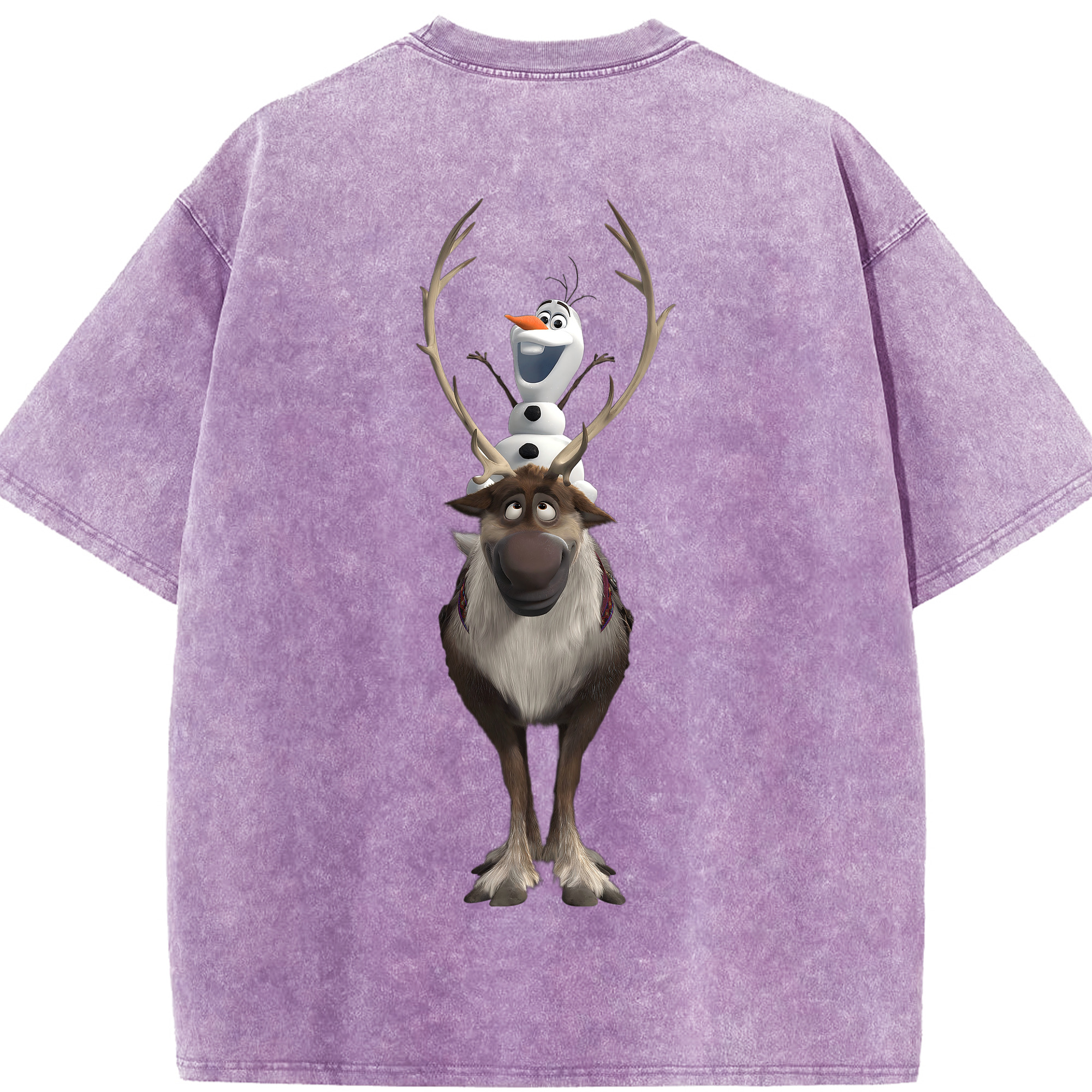 （画像用） アナと雪の女王 アンナ エルサ Frozen Anna Elsa 綿100% ヴィンテージ風 半袖Tシャツ（背面プリント）