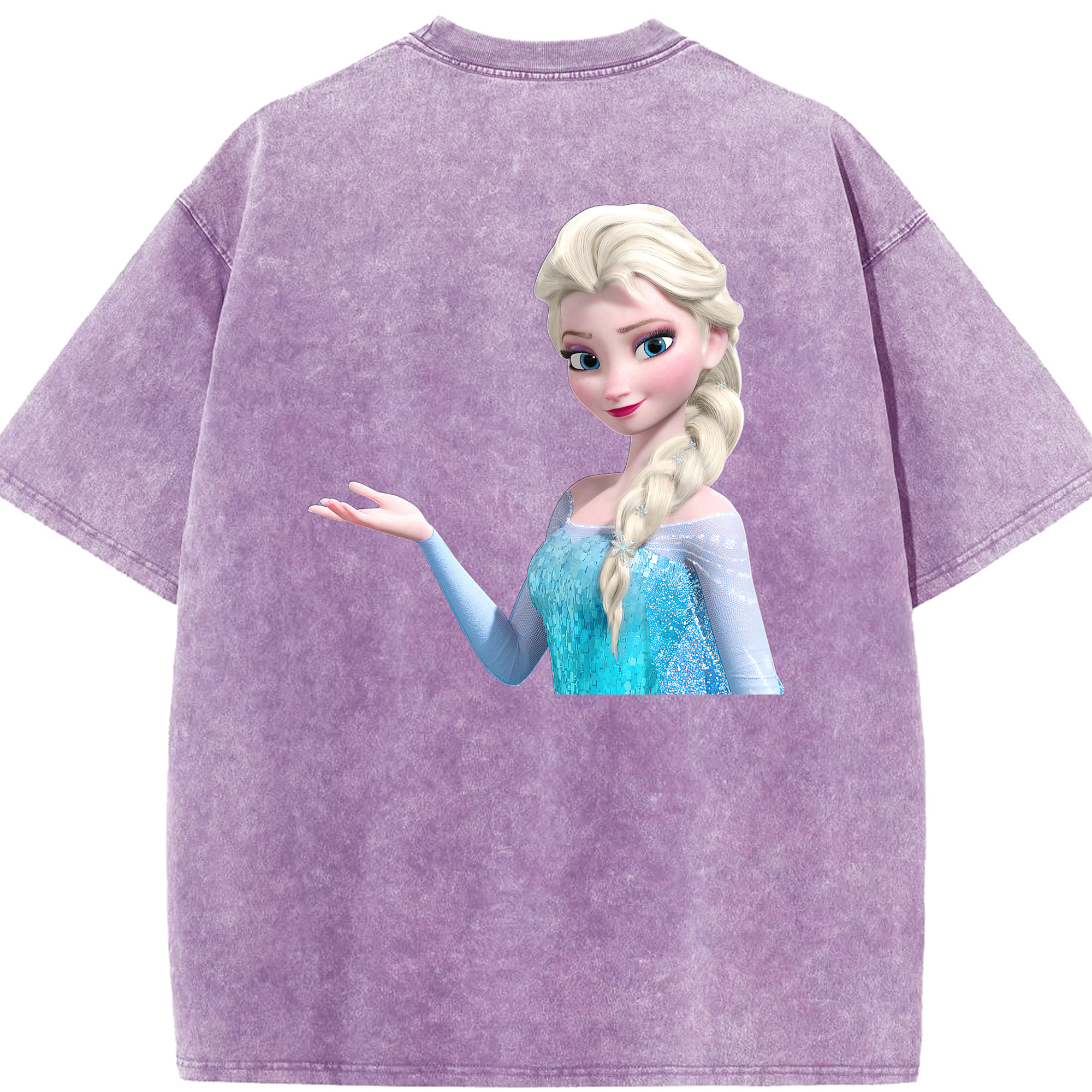 （画像用） アナと雪の女王 アンナ エルサ Frozen Anna Elsa 綿100% ヴィンテージ風 半袖Tシャツ（背面プリント）