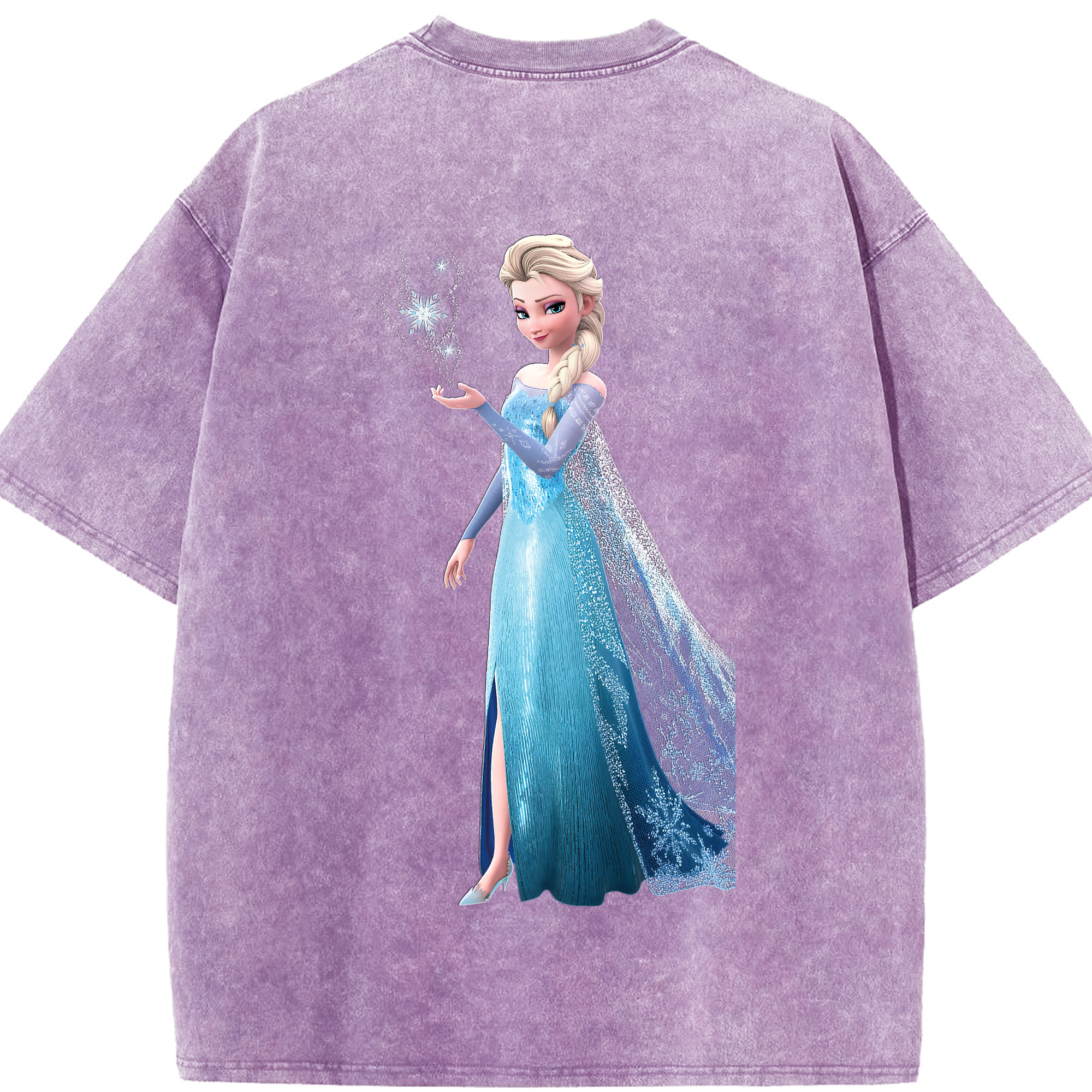 （画像用） アナと雪の女王 アンナ エルサ Frozen Anna Elsa 綿100% ヴィンテージ風 半袖Tシャツ（背面プリント）