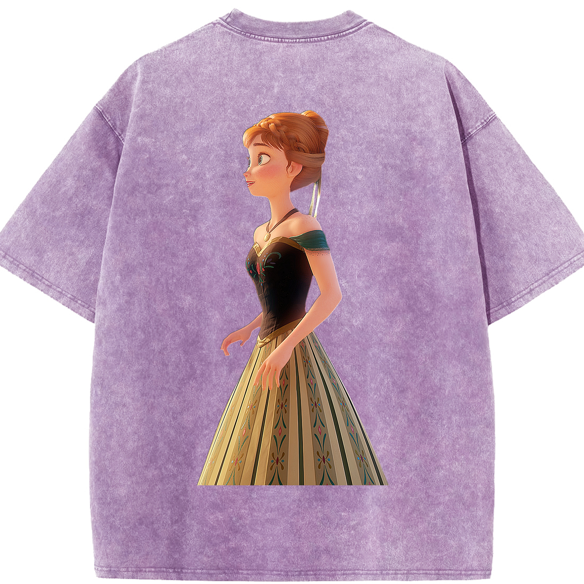 （画像用） アナと雪の女王 アンナ エルサ Frozen Anna Elsa 綿100% ヴィンテージ風 半袖Tシャツ（背面プリント）