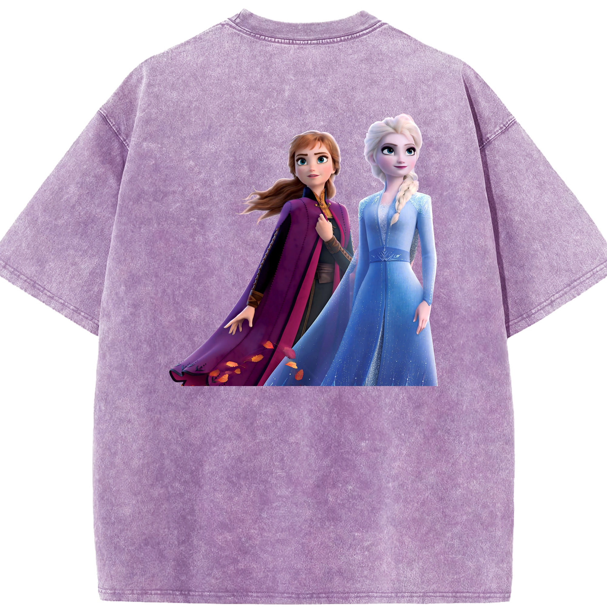 （画像用） アナと雪の女王 アンナ エルサ Frozen Anna Elsa 綿100% ヴィンテージ風 半袖Tシャツ（背面プリント）