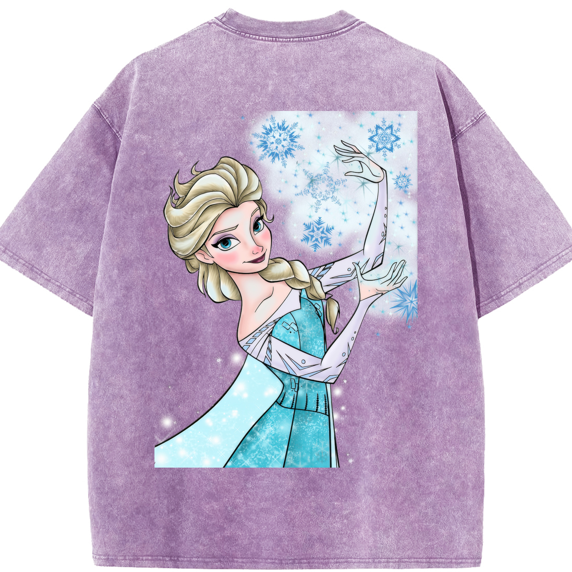 （画像用） アナと雪の女王 アンナ エルサ Frozen Anna Elsa 綿100% ヴィンテージ風 半袖Tシャツ（背面プリント）