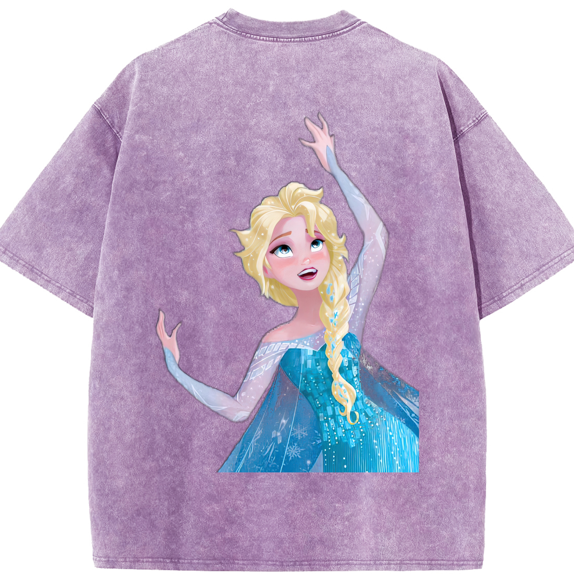 （画像用） アナと雪の女王 アンナ エルサ Frozen Anna Elsa 綿100% ヴィンテージ風 半袖Tシャツ（背面プリント）