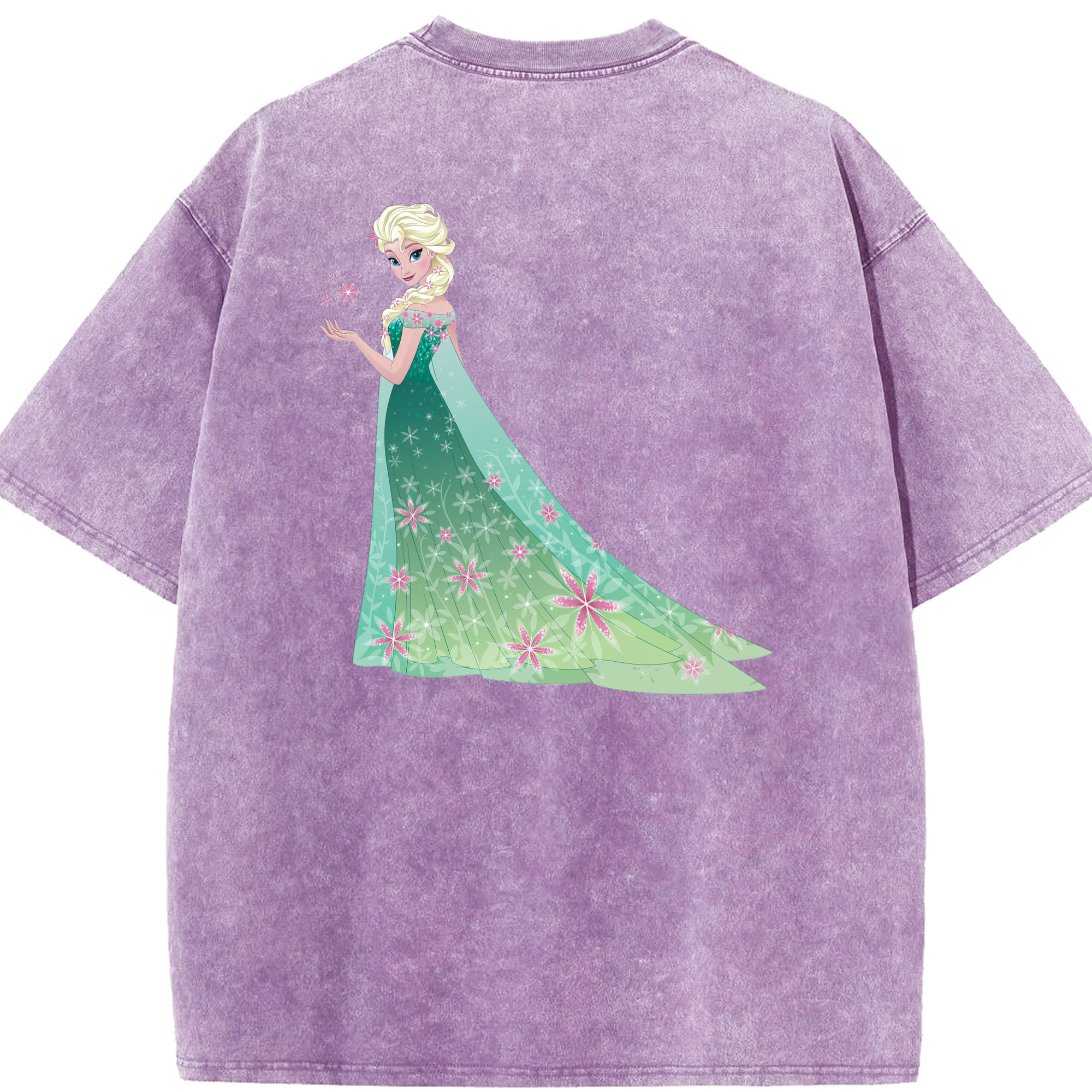 （画像用） アナと雪の女王 アンナ エルサ Frozen Anna Elsa 綿100% ヴィンテージ風 半袖Tシャツ（背面プリント）