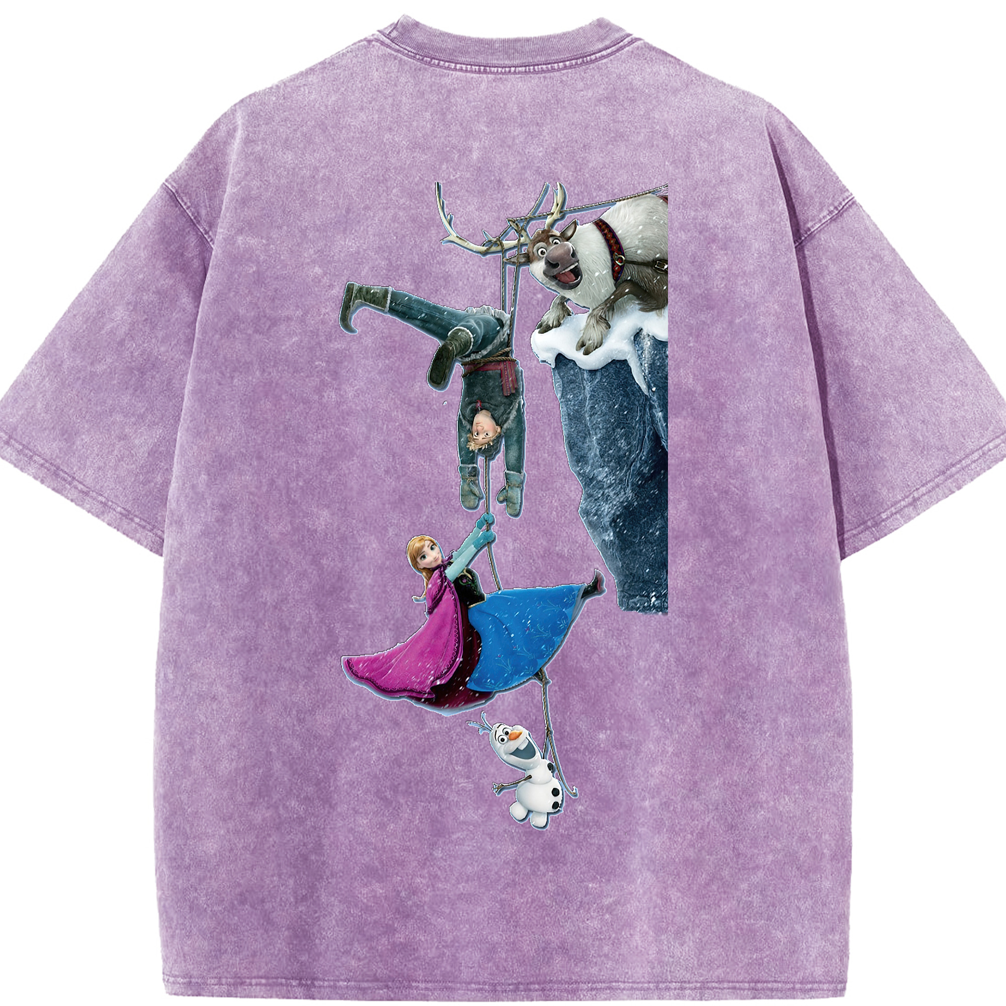 （画像用） アナと雪の女王 アンナ エルサ Frozen Anna Elsa 綿100% ヴィンテージ風 半袖Tシャツ（背面プリント）