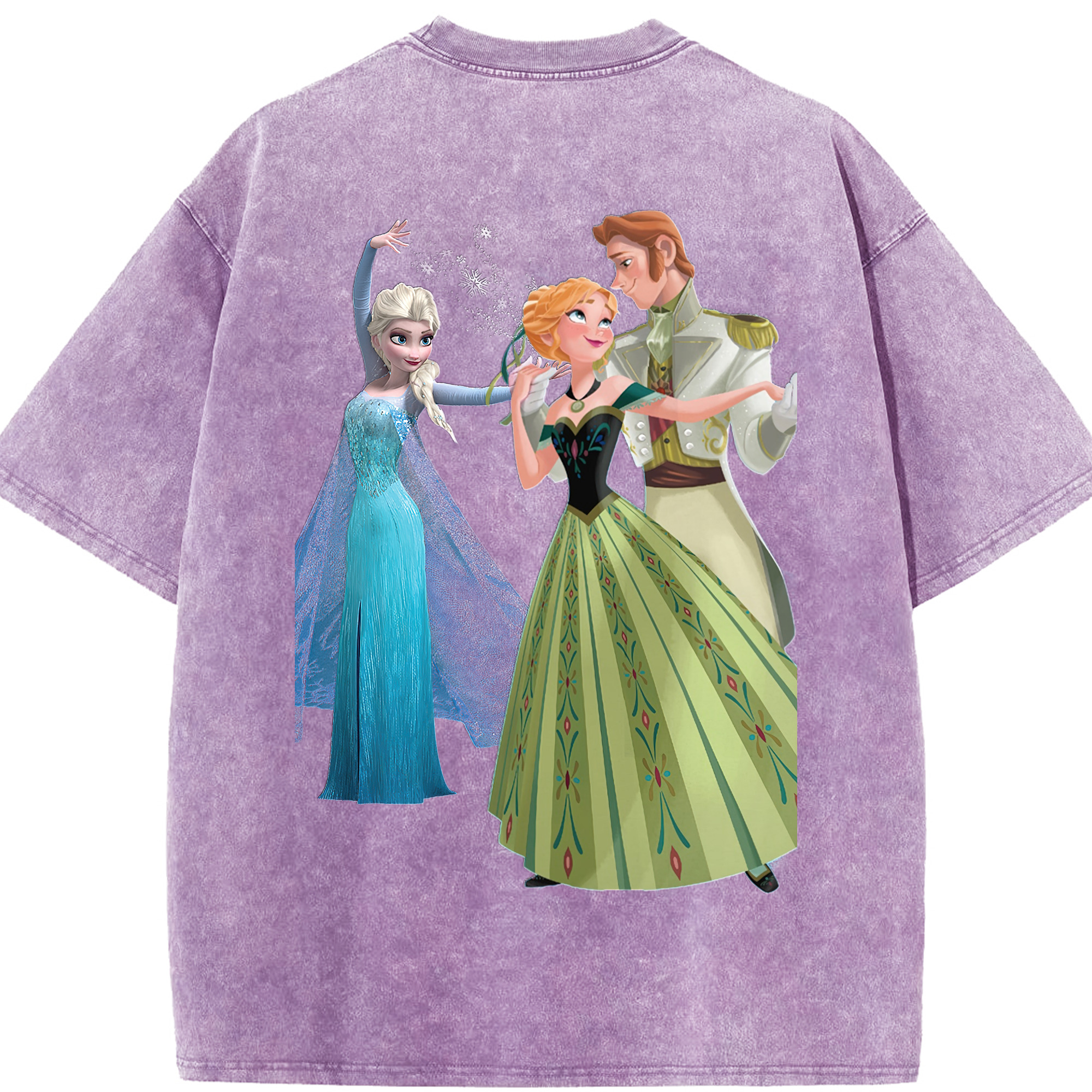 （画像用） アナと雪の女王 アンナ エルサ Frozen Anna Elsa 綿100% ヴィンテージ風 半袖Tシャツ（背面プリント）