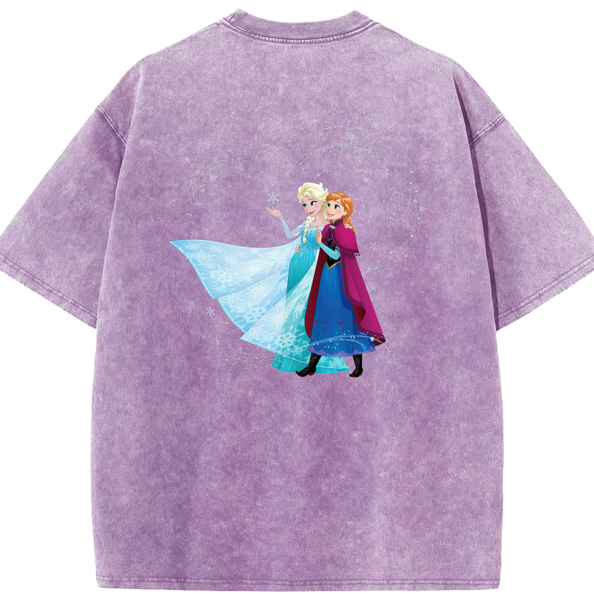 （画像用） アナと雪の女王 アンナ エルサ Frozen Anna Elsa 綿100% ヴィンテージ風 半袖Tシャツ（背面プリント）