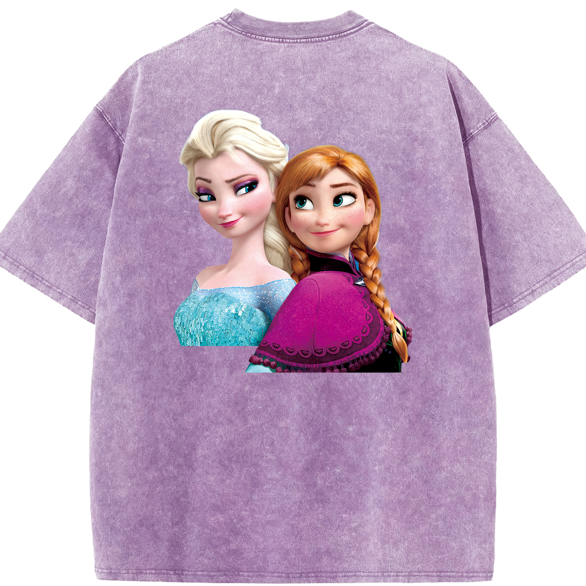 （画像用） アナと雪の女王 アンナ エルサ Frozen Anna Elsa 綿100% ヴィンテージ風 半袖Tシャツ（背面プリント）