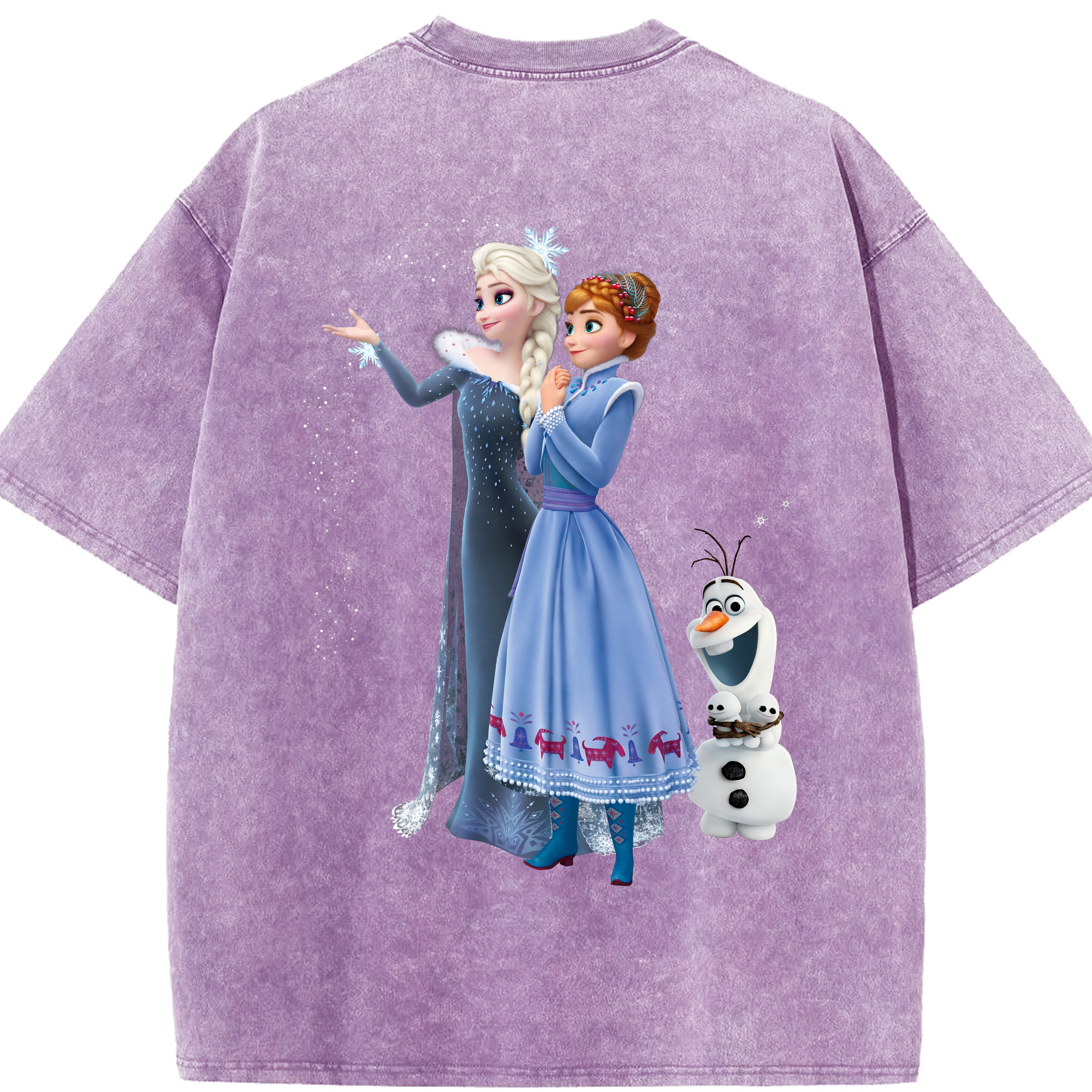 （画像用） アナと雪の女王 アンナ エルサ Frozen Anna Elsa 綿100% ヴィンテージ風 半袖Tシャツ（背面プリント）