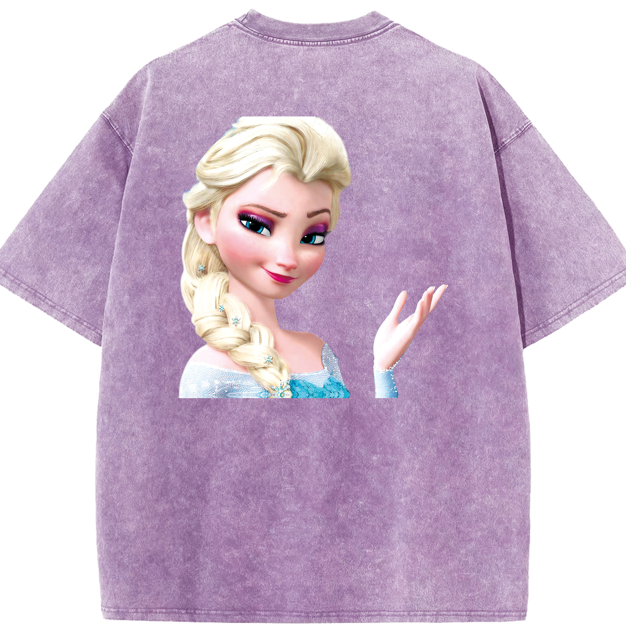 （画像用） アナと雪の女王 アンナ エルサ Frozen Anna Elsa 綿100% ヴィンテージ風 半袖Tシャツ（背面プリント）