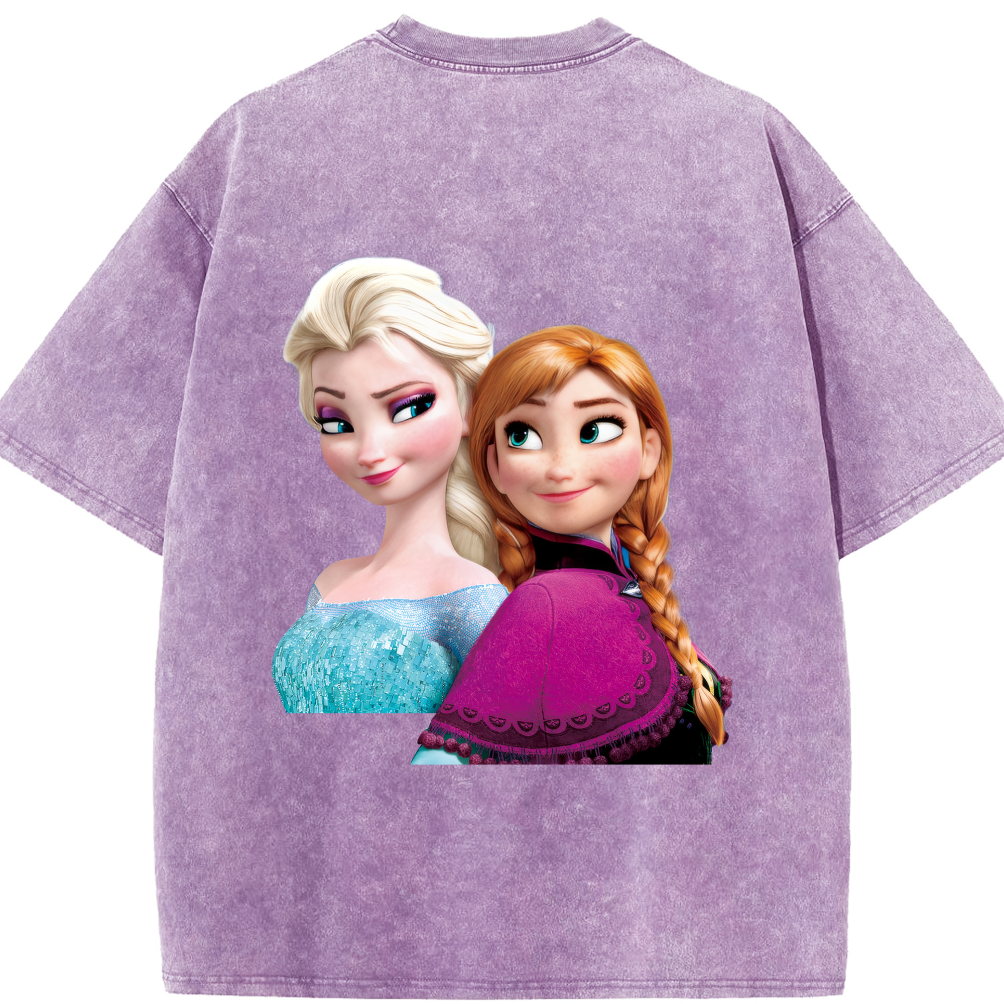 （画像用） アナと雪の女王 アンナ エルサ Frozen Anna Elsa 綿100% ヴィンテージ風 半袖Tシャツ（背面プリント）