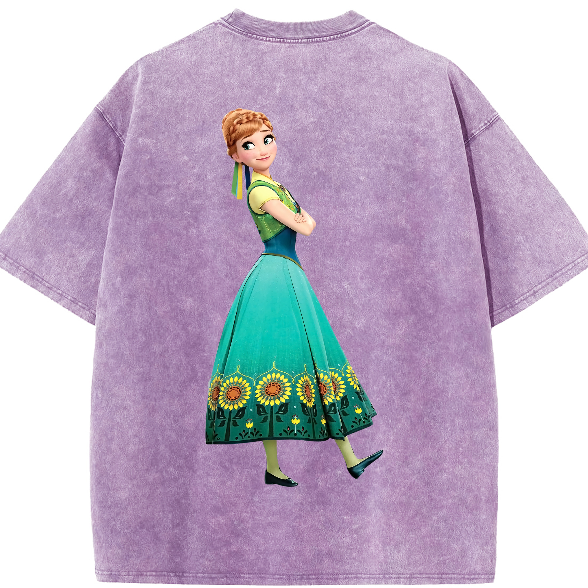 （画像用） アナと雪の女王 アンナ エルサ Frozen Anna Elsa 綿100% ヴィンテージ風 半袖Tシャツ（背面プリント）